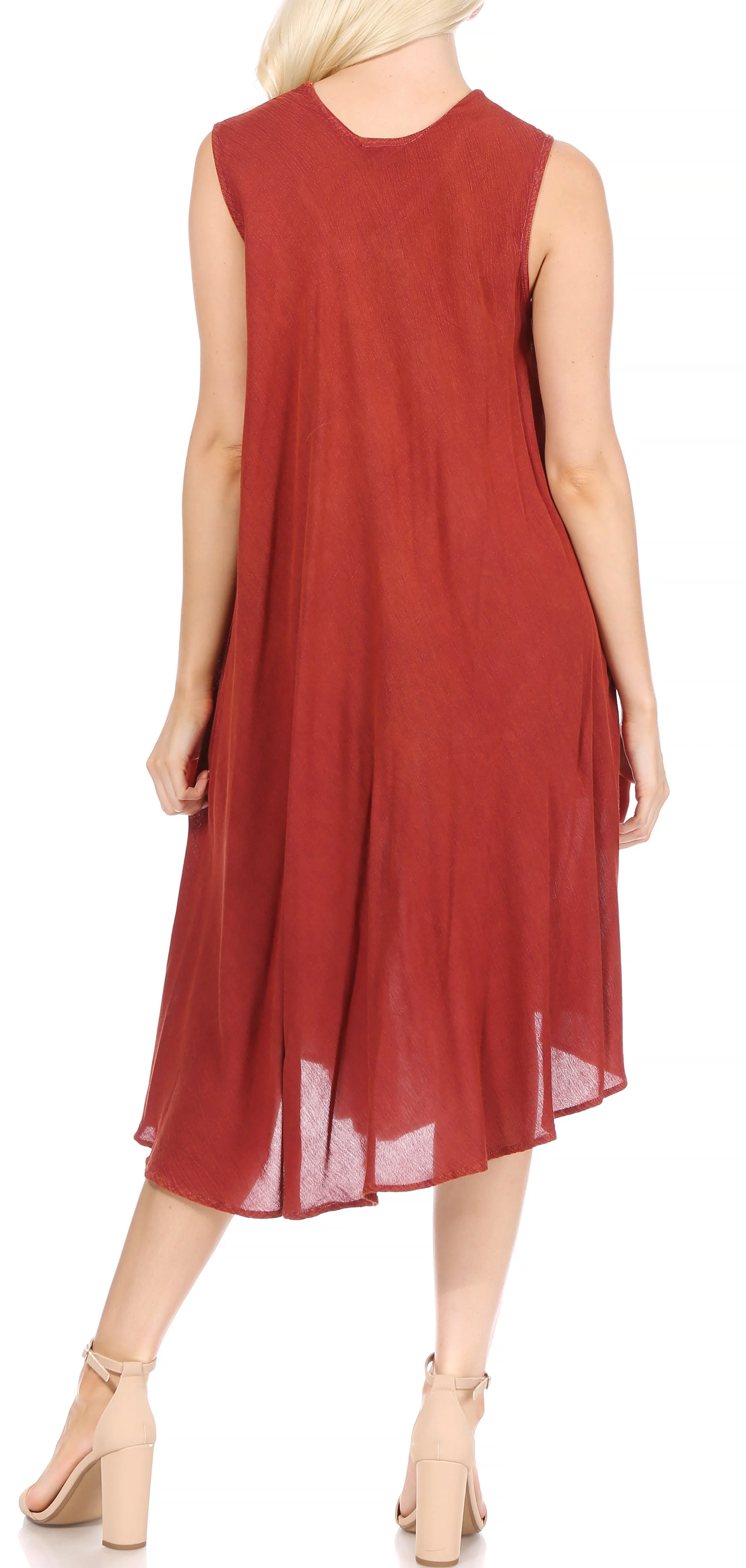 Sakkas Watercolor Palm Tree Tank Caftan Short Dress - Image 87
