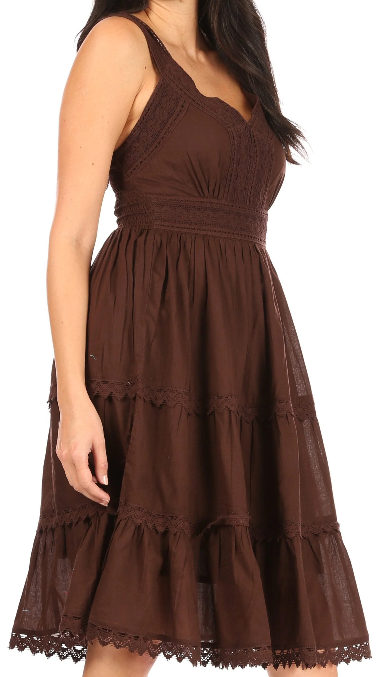 Sakkas Womens Presta Roman Sleeveless Lined Tank Top Dress With Embroidery Lace Design - Image 13