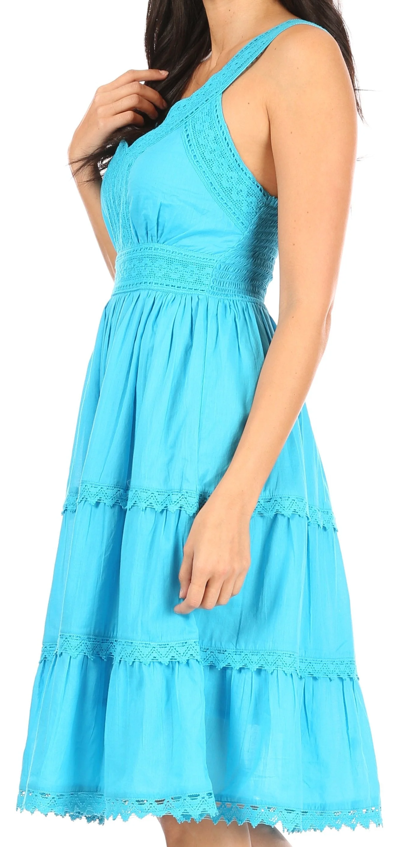 Sakkas Womens Presta Roman Sleeveless Lined Tank Top Dress With Embroidery Lace Design - Image 29