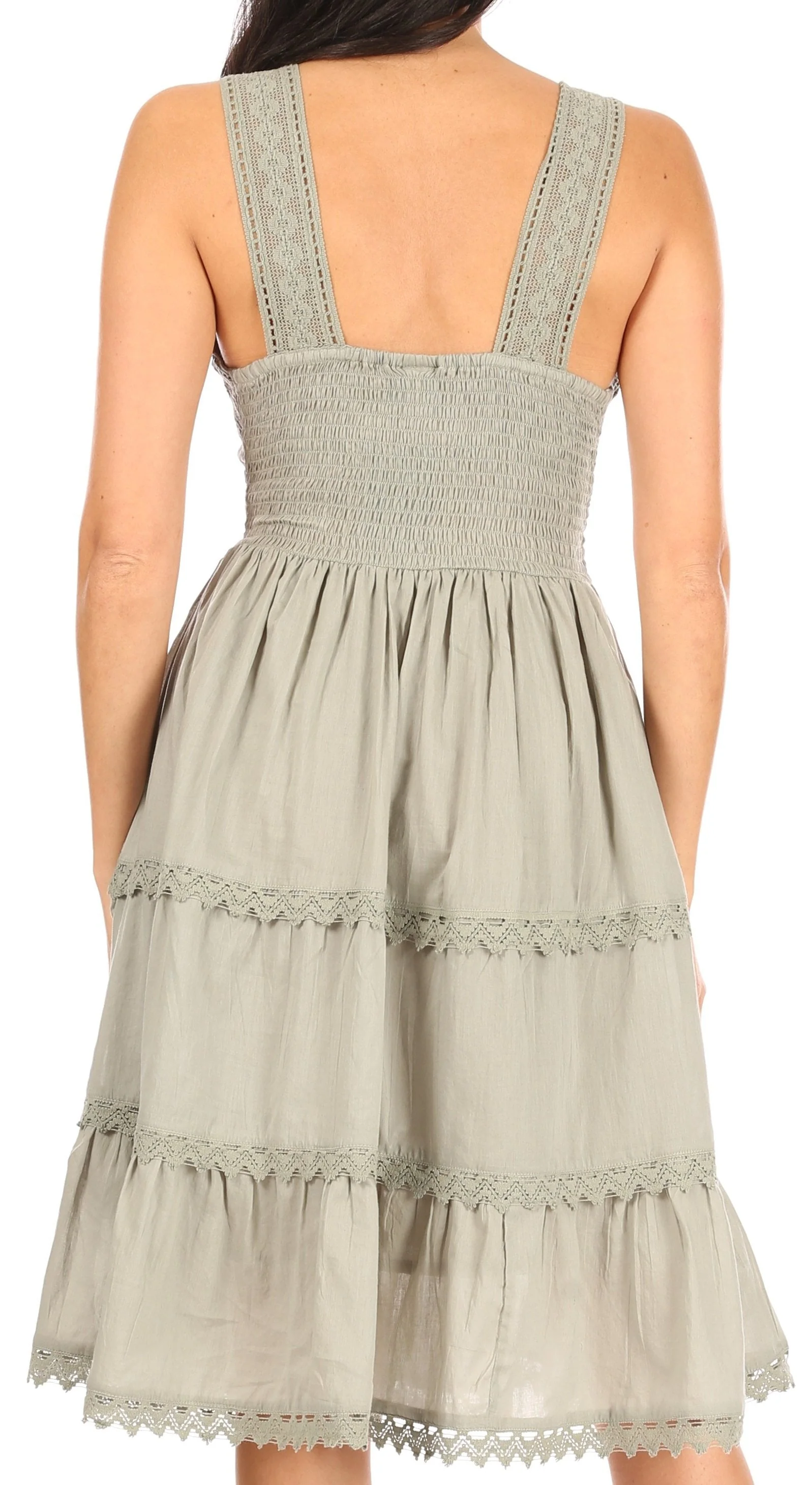 Sakkas Womens Presta Roman Sleeveless Lined Tank Top Dress With Embroidery Lace Design - Image 32