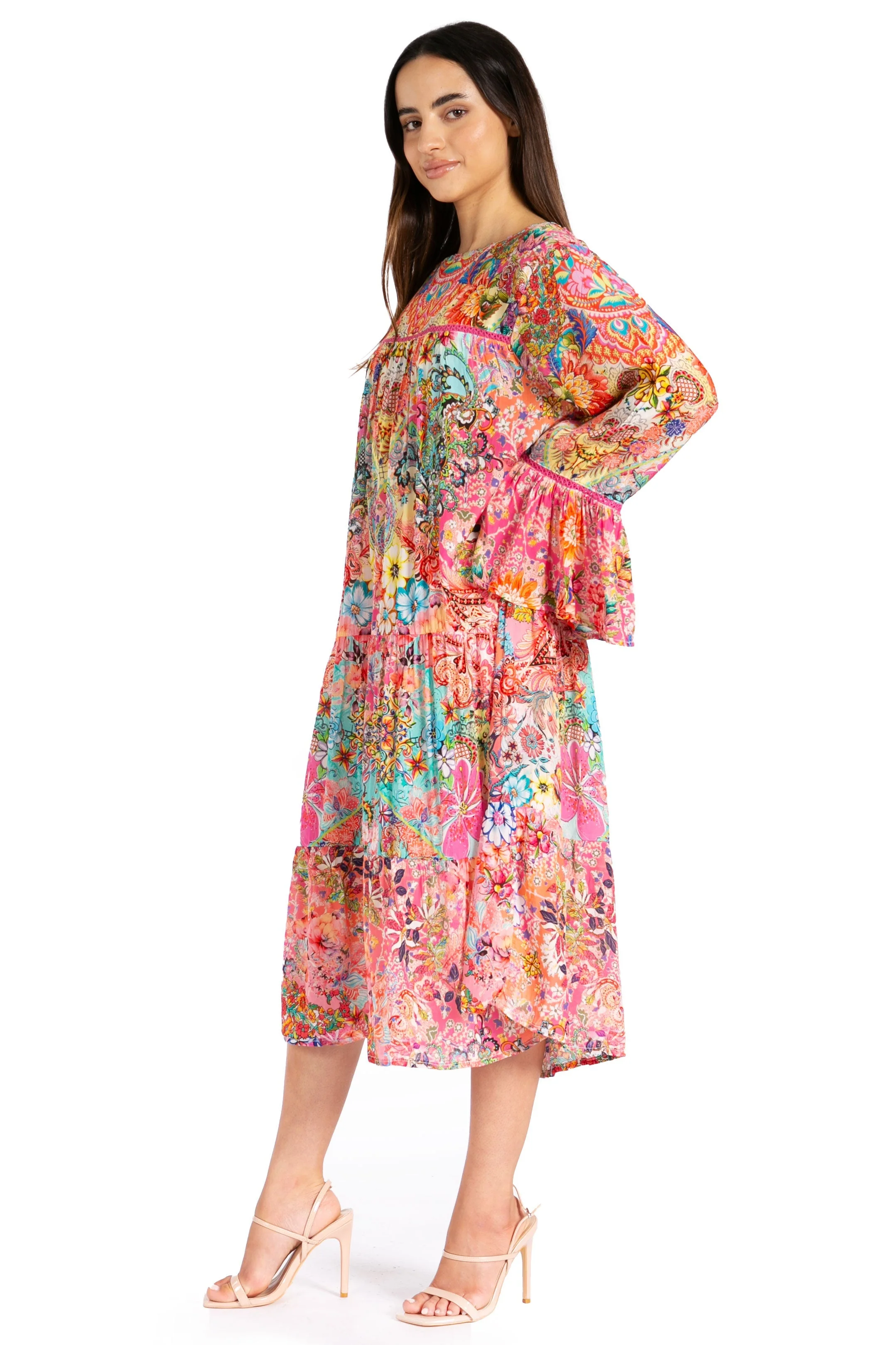 Sakkas Womens Ruffled Sleeves Scoop Neck Summer Short Tiered Dress/Loungewear - Image 8