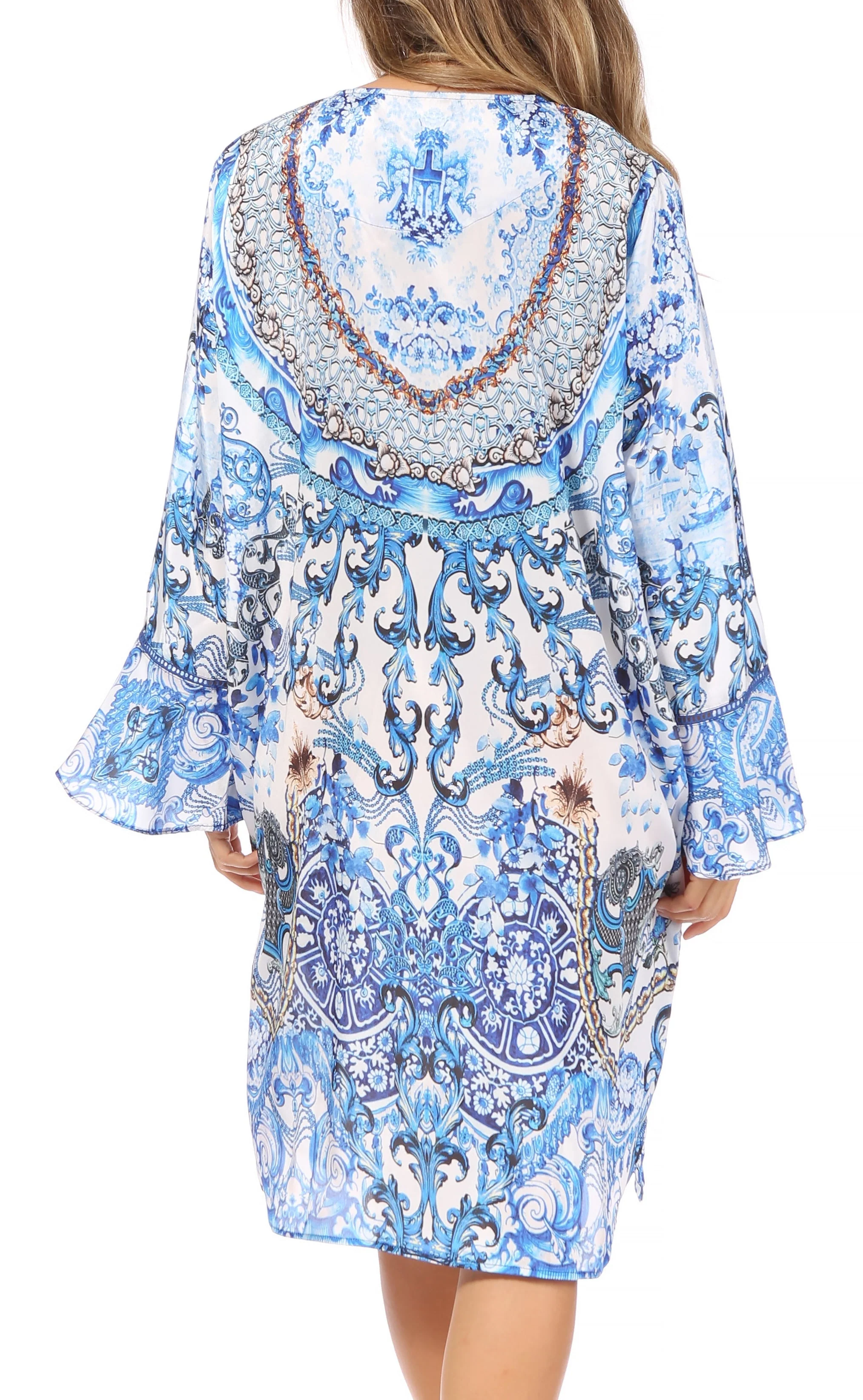 Sakkas Ximena Women's Floral Boho Cocktail Dress Tunic Cover-up V neck Summer - Image 22