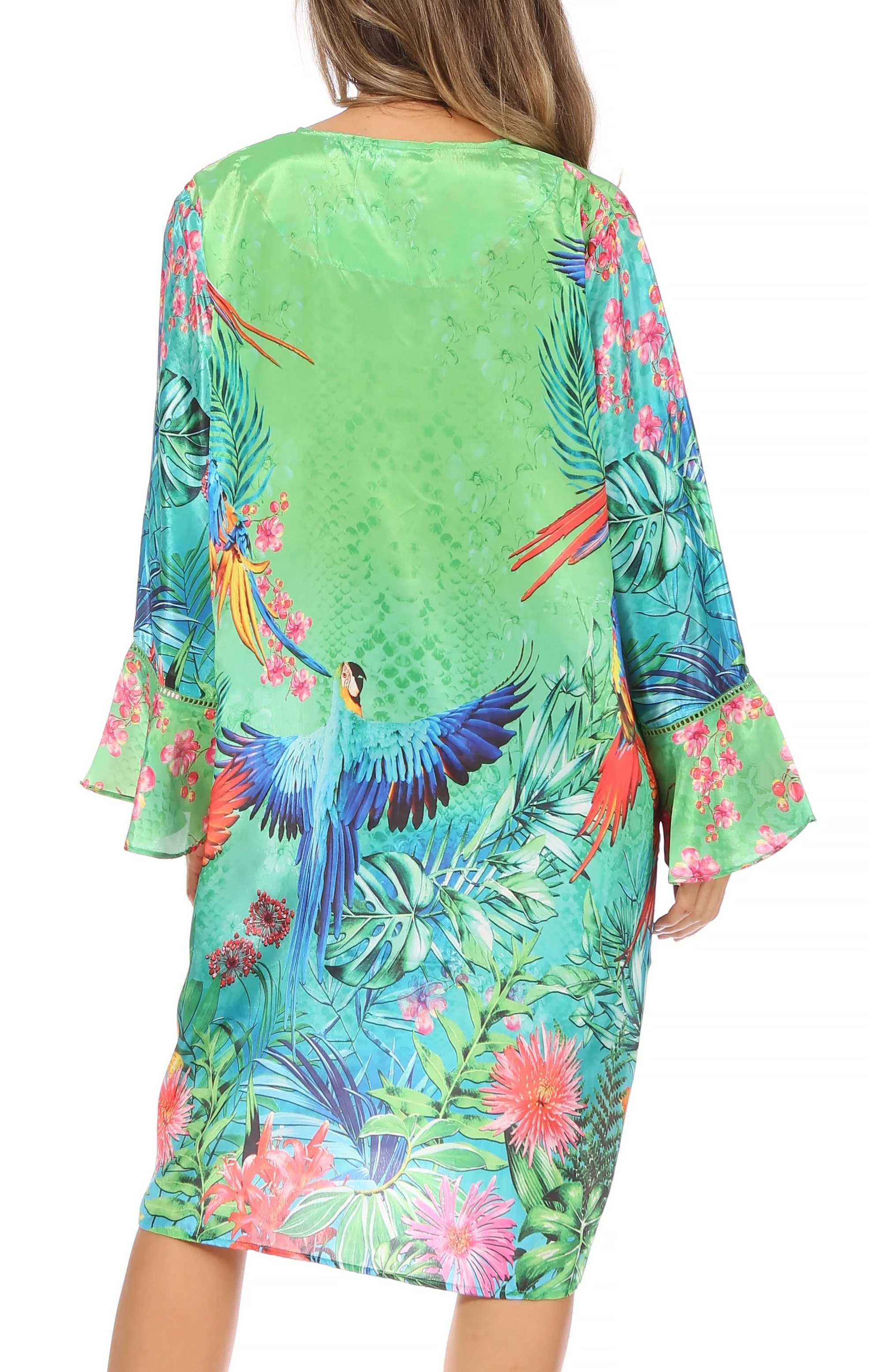 Sakkas Ximena Women's Floral Boho Cocktail Dress Tunic Cover-up V neck Summer - Image 32