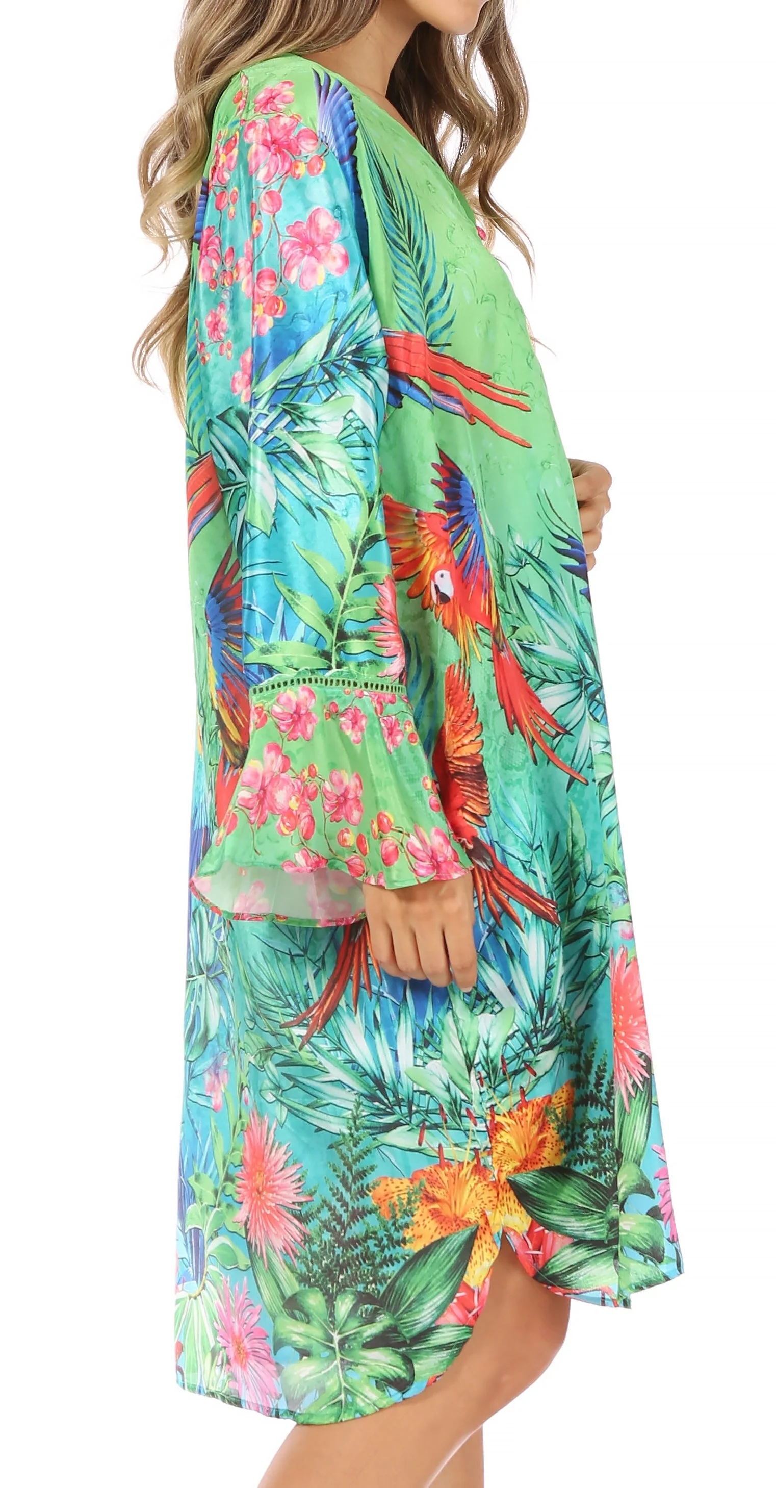 Sakkas Ximena Women's Floral Boho Cocktail Dress Tunic Cover-up V neck Summer - Image 34