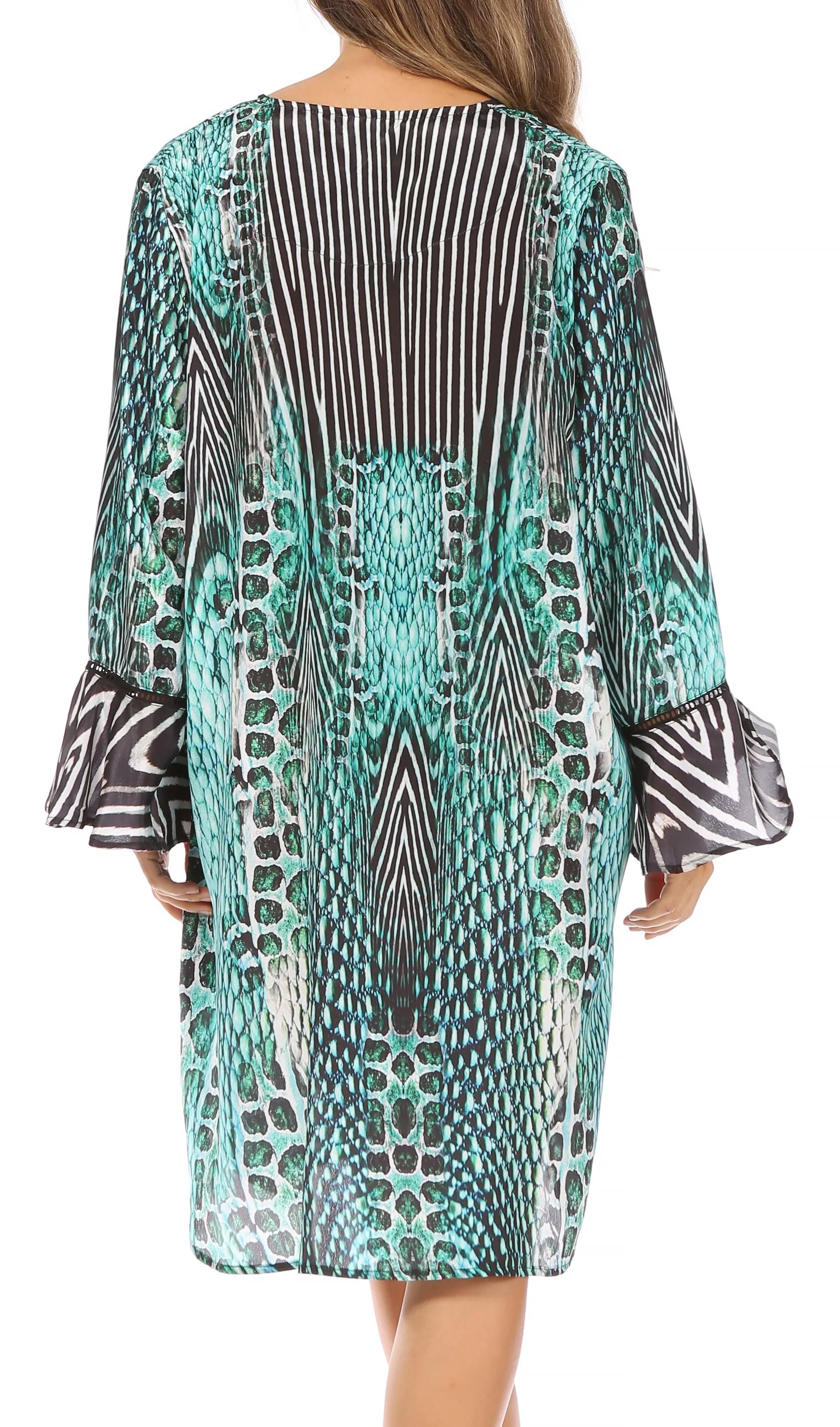 Sakkas Ximena Women's Floral Boho Cocktail Dress Tunic Cover-up V neck Summer - Image 42