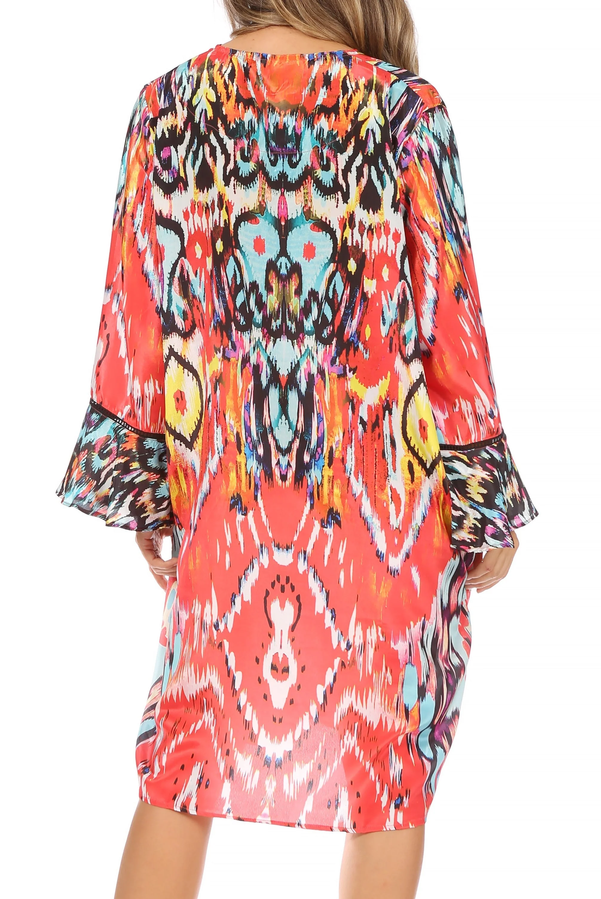 Sakkas Ximena Women's Floral Boho Cocktail Dress Tunic Cover-up V neck Summer - Image 47