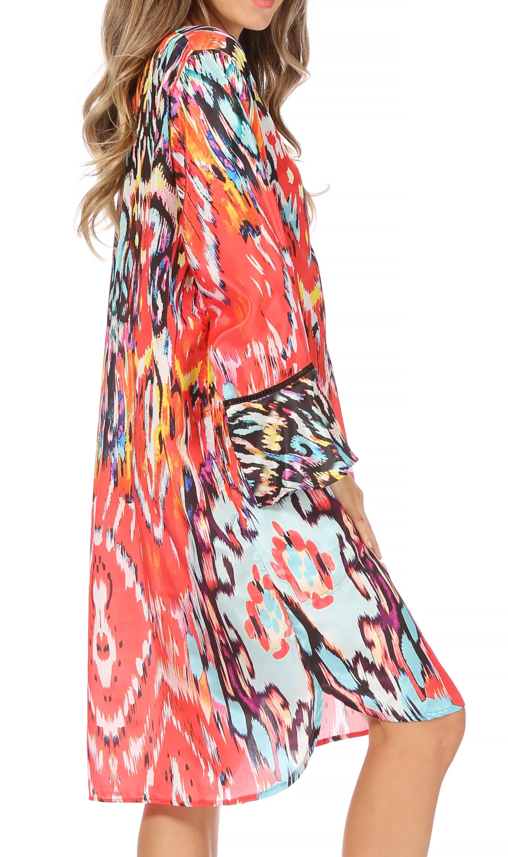 Sakkas Ximena Women's Floral Boho Cocktail Dress Tunic Cover-up V neck Summer - Image 49