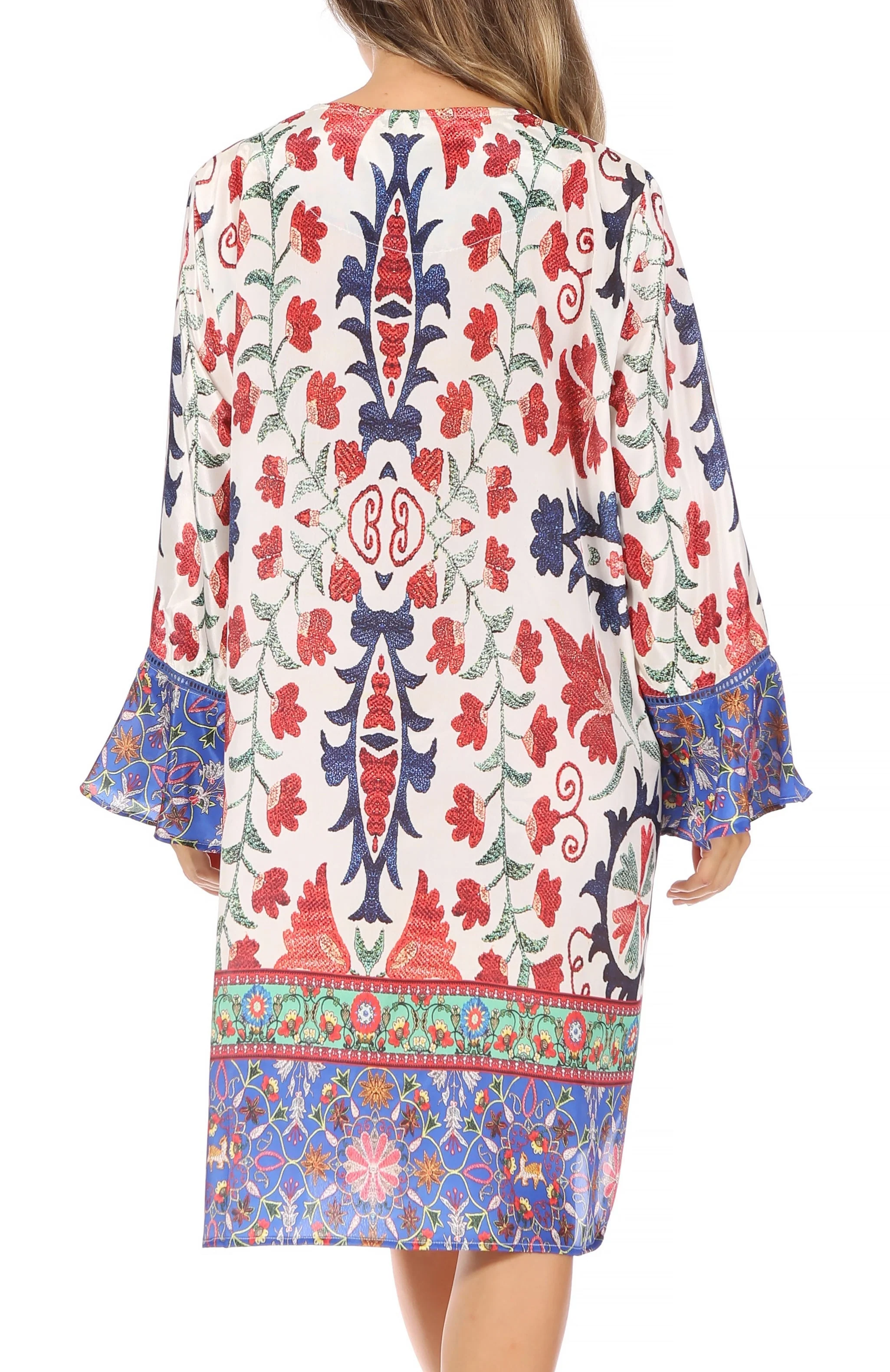 Sakkas Ximena Women's Floral Boho Cocktail Dress Tunic Cover-up V neck Summer - Image 52