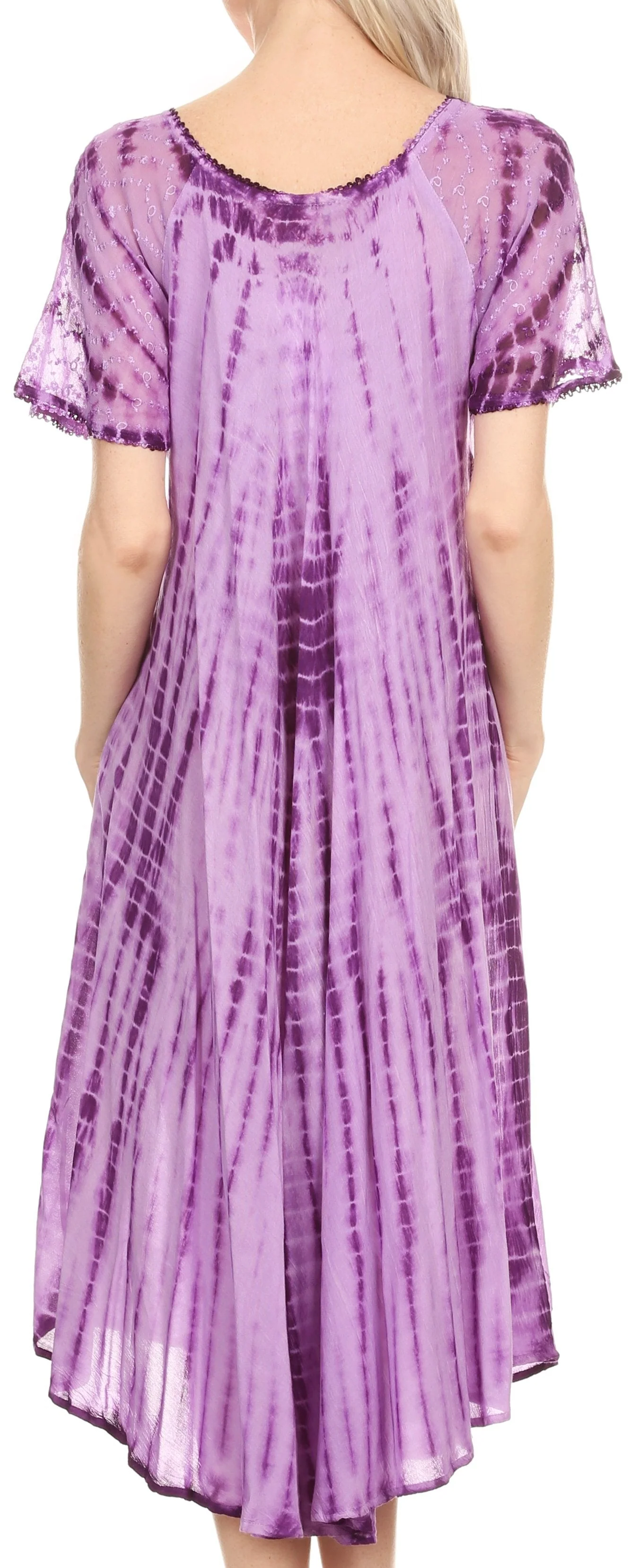 Sakkas Yasmin Tie Dye Embroidered Sheer Cap Sleeve Sundress | Cover Up - Image 17