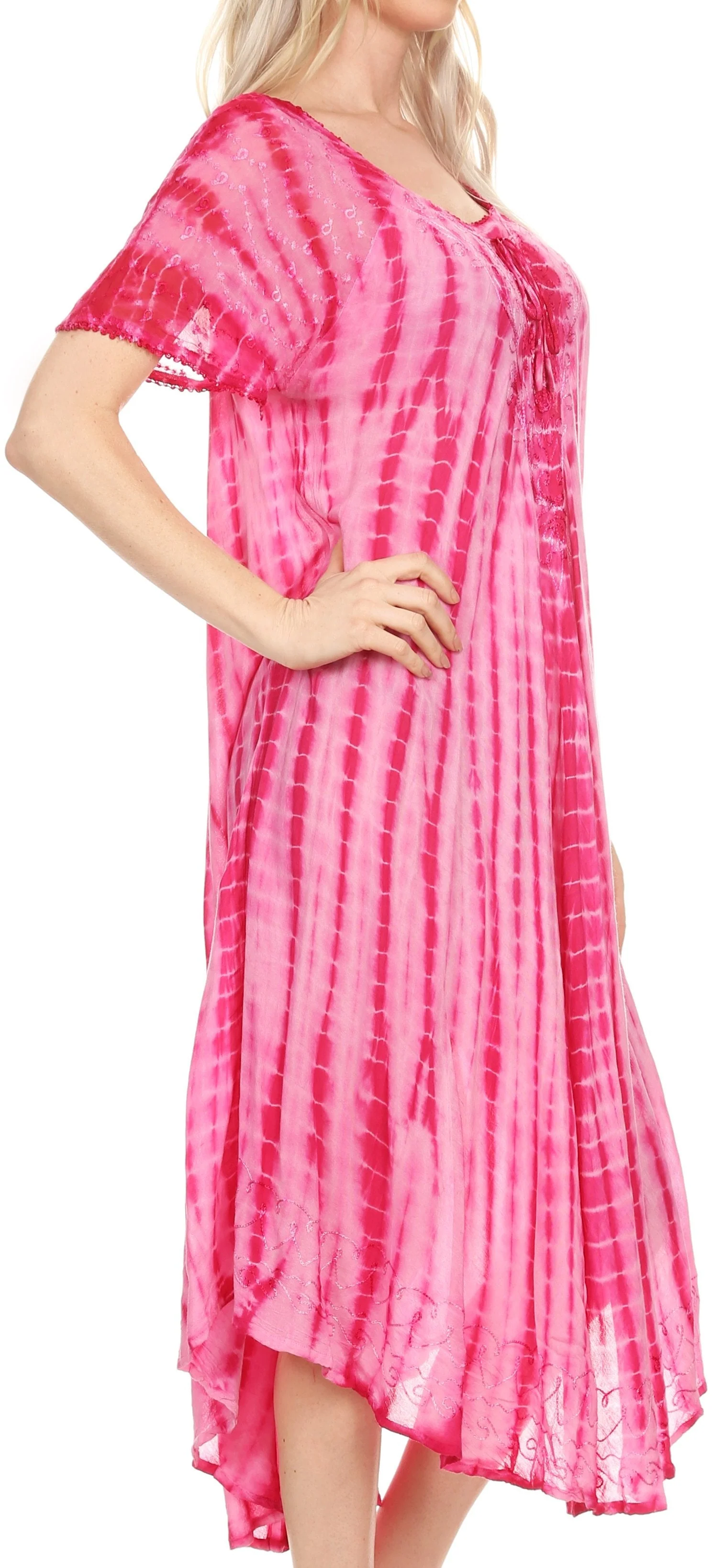 Sakkas Yasmin Tie Dye Embroidered Sheer Cap Sleeve Sundress | Cover Up - Image 8