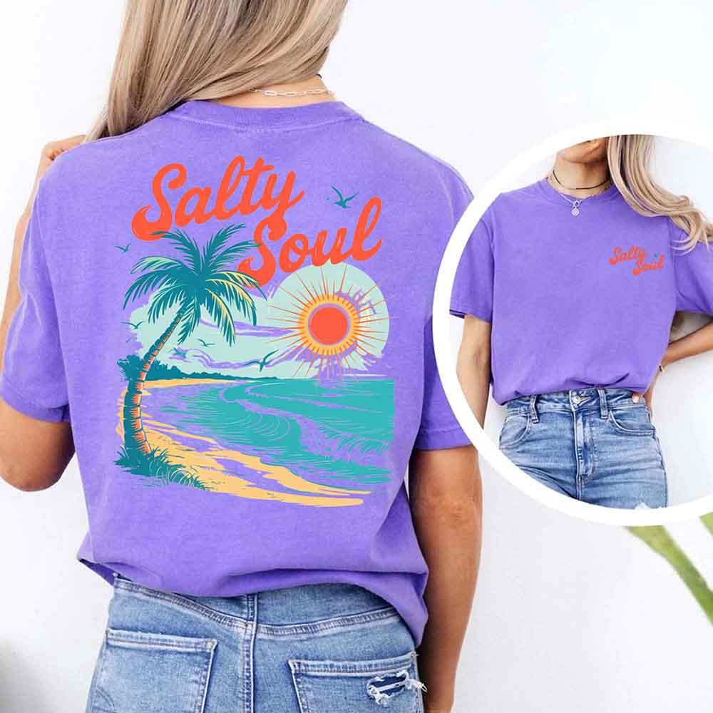 Salty Soul Comfort Colors Tee – Women’s Summer Beach Shirt - Image 10
