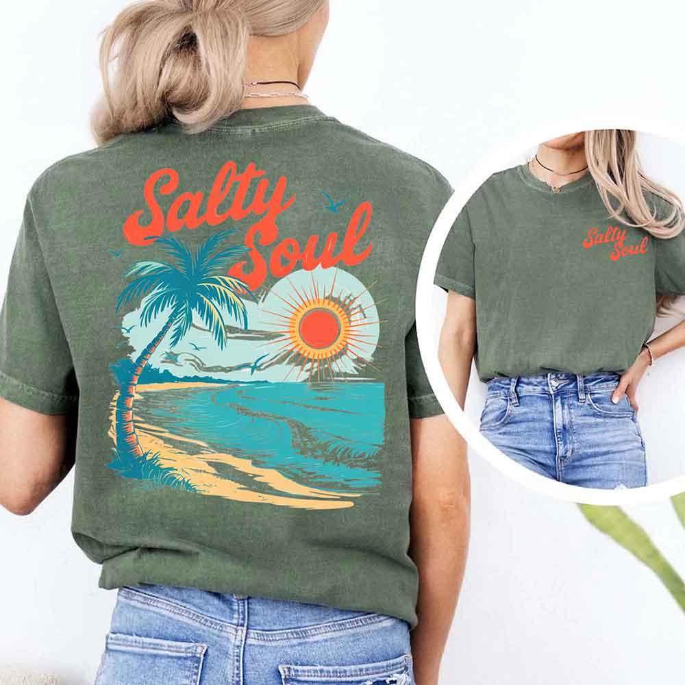 Salty Soul Comfort Colors Tee – Women’s Summer Beach Shirt - Image 14