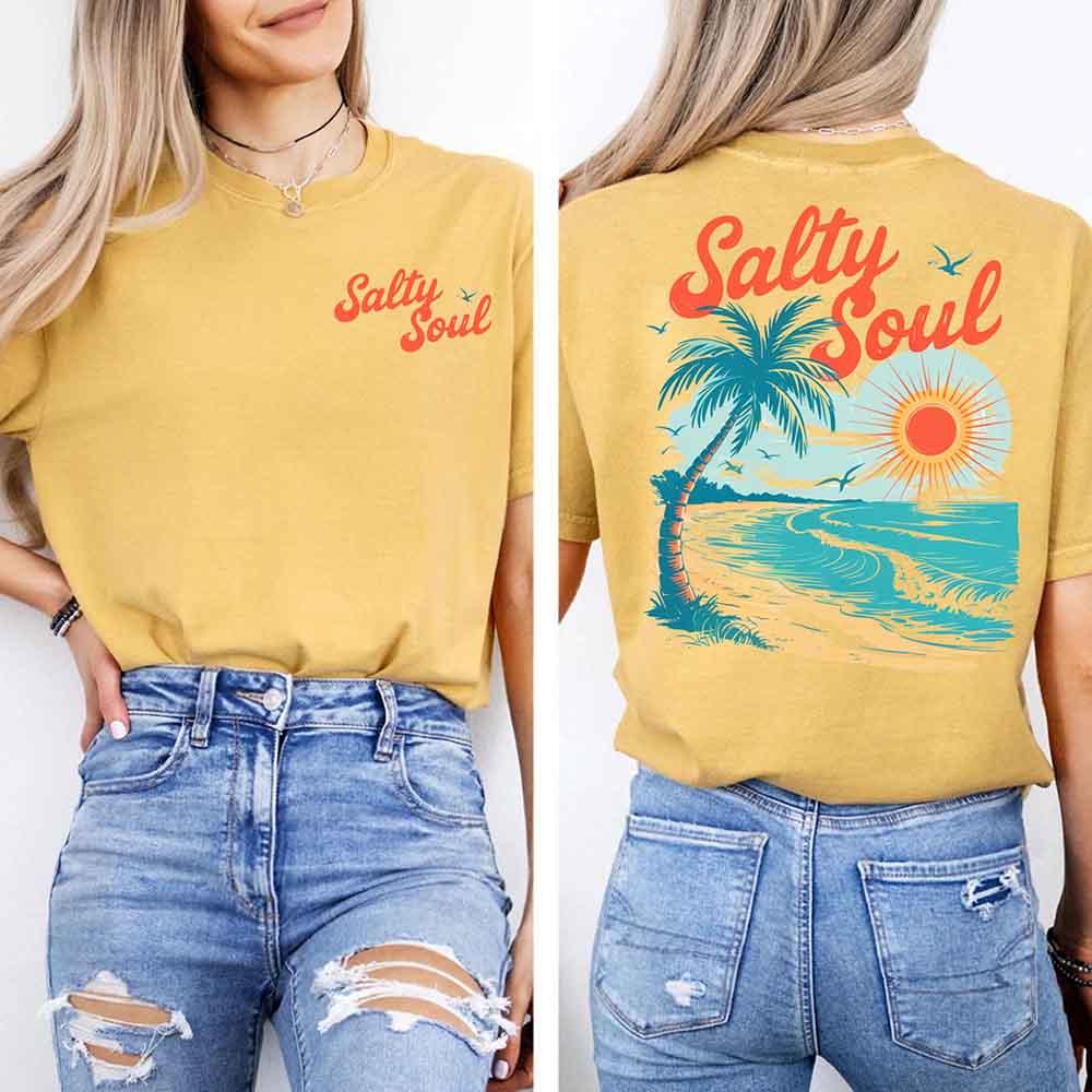 Salty Soul Comfort Colors Tee – Women’s Summer Beach Shirt - Image 6