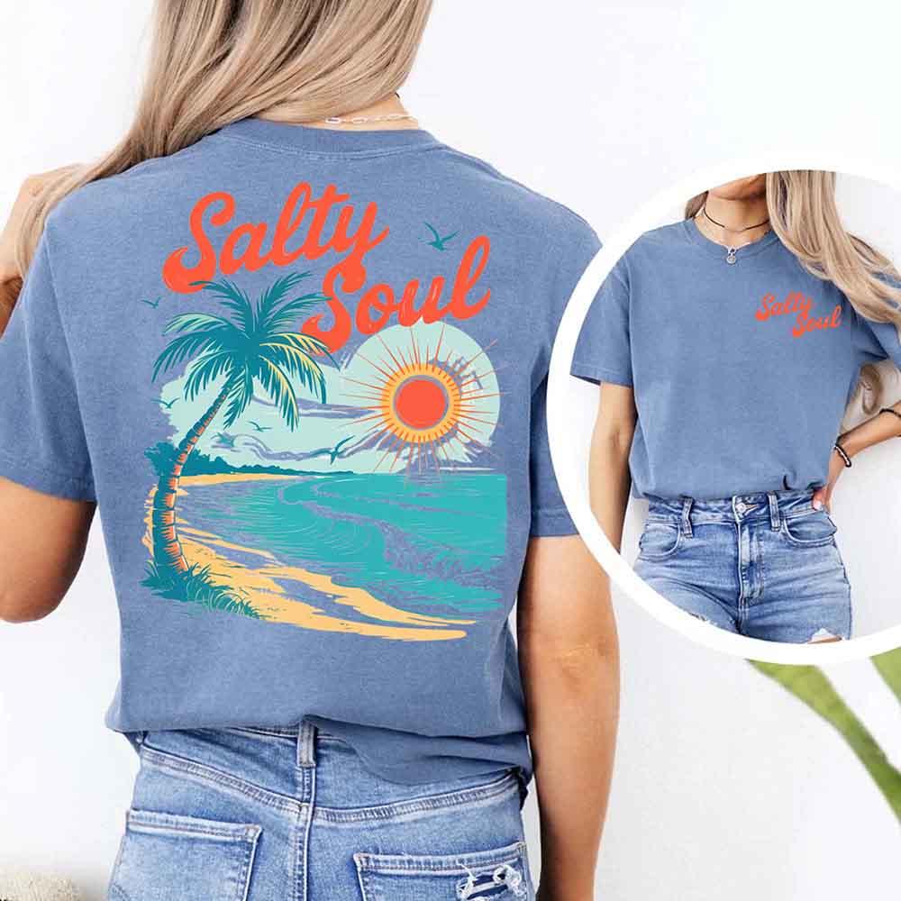 Salty Soul Comfort Colors Tee – Women’s Summer Beach Shirt - Image 9