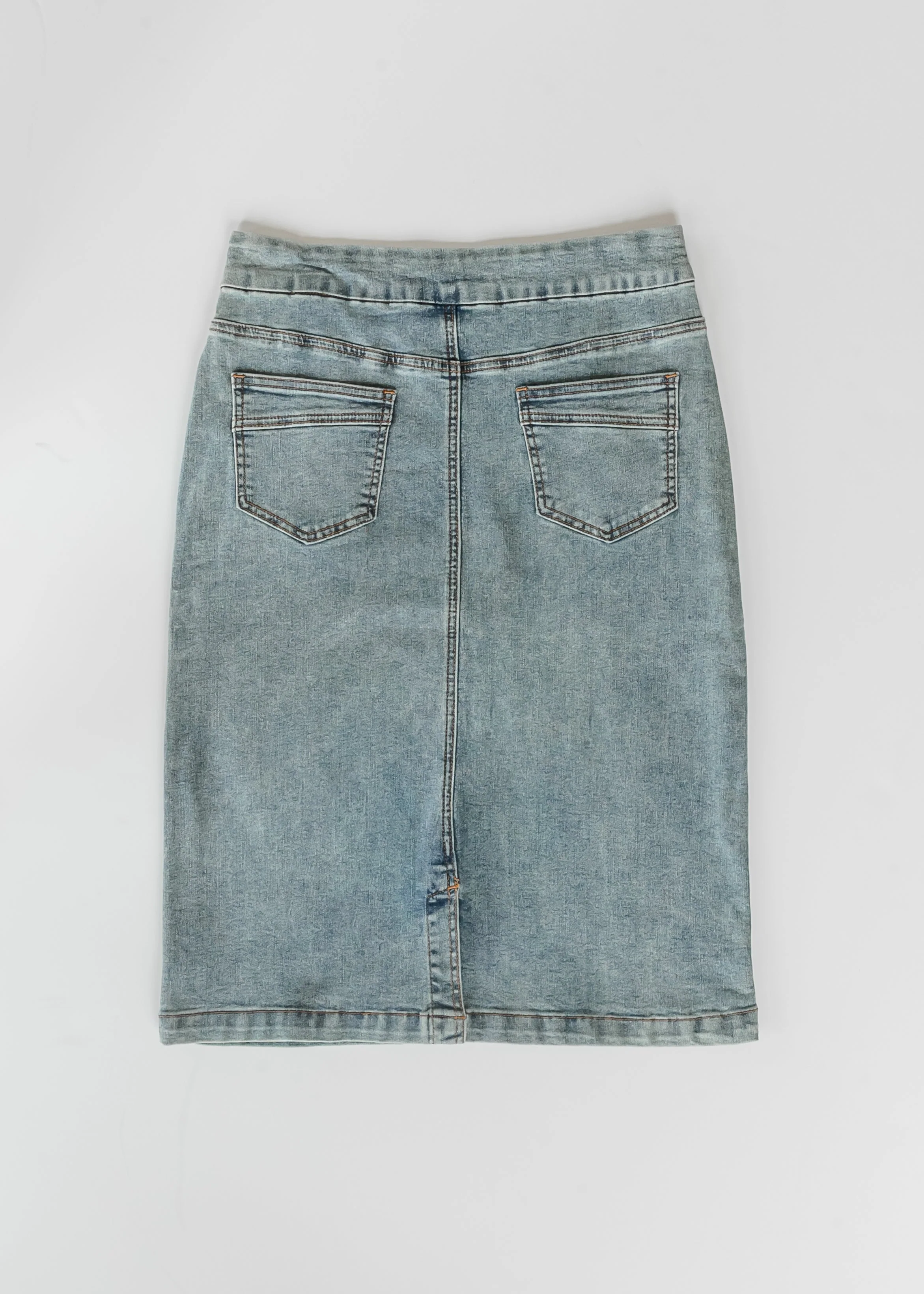 Sandra Classic Wash Midi Denim Skirt - Image 7