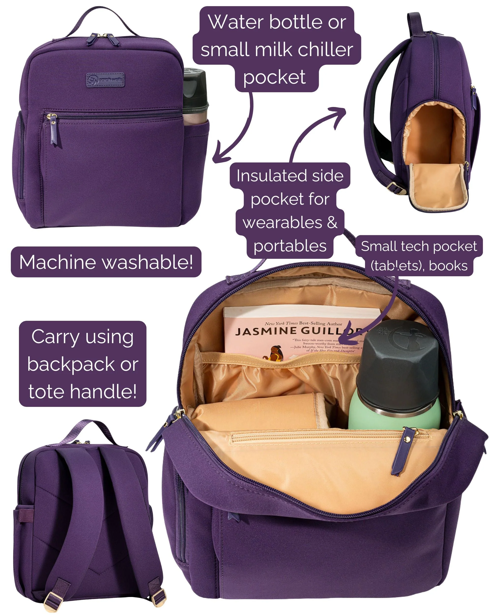 Sarah Wells Fifi Mini Breast Pump Bag – 13" Neoprene Backpack for Wearable Pumps – Insulated, Lightweight, Washable - Image 7