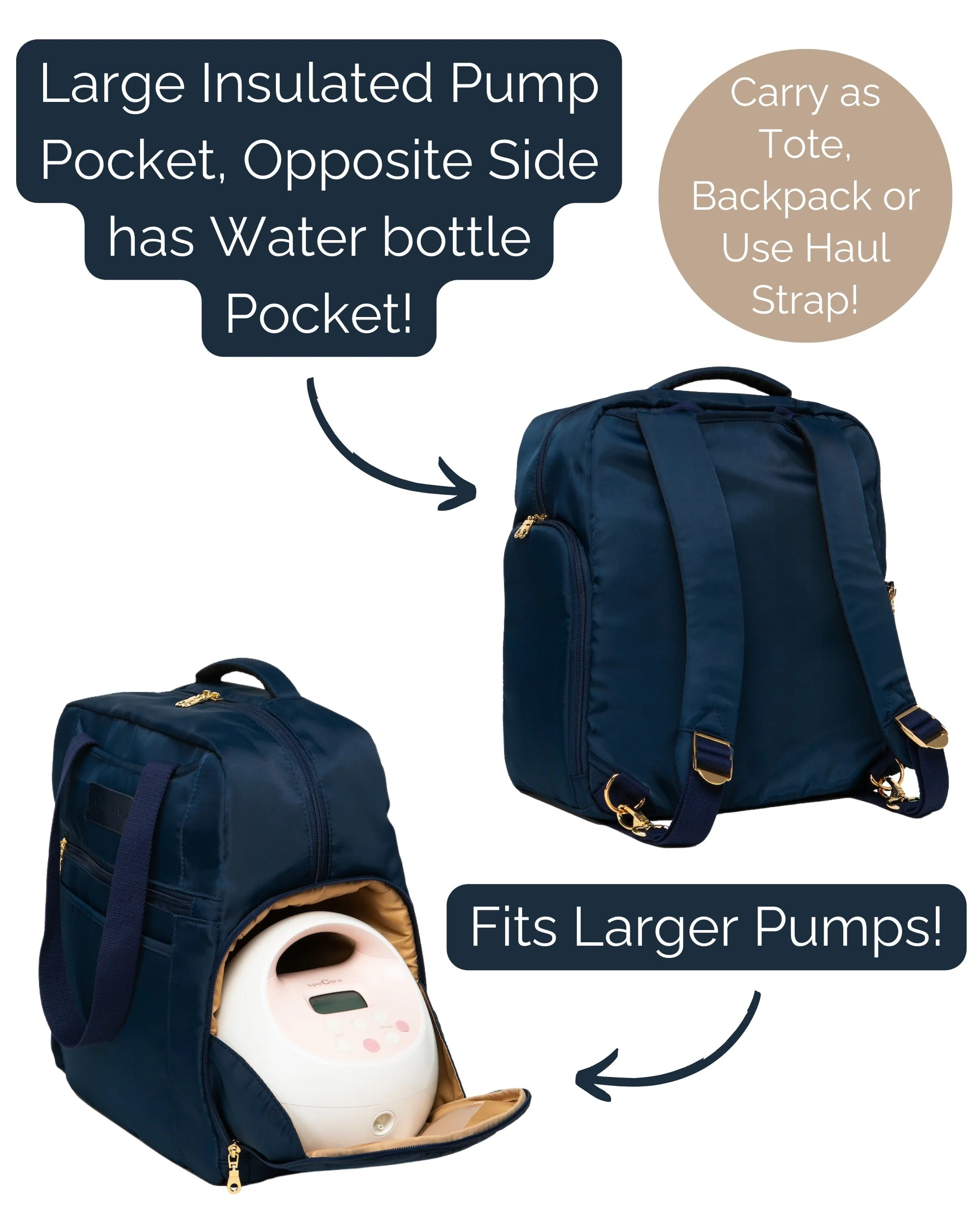 Sarah Wells Kelly Breast Pump Backpack & Tote  – Insulated Pocket, Laptop Sleeve & Easy-Clean Interior – Fits All Pumps for Moms - Image 11