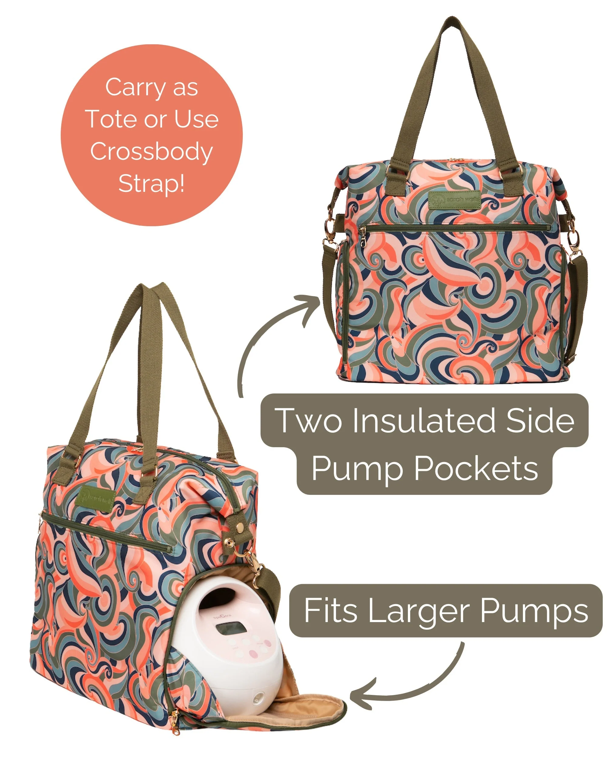 Sarah Wells Lizzy Breast Pump Tote – Lightweight, Easy-Clean Bag with Insulated Pocket, Laptop Sleeve & Side Storage – Fits Pumps & More - Image 9