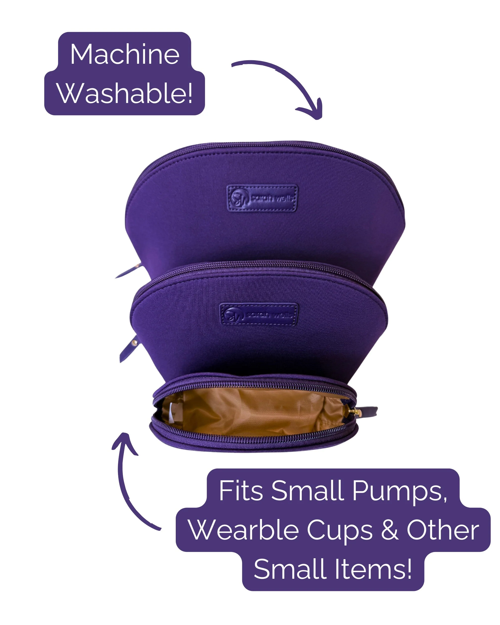 Sarah Wells PackSWell Neoprene Organizer Set of 3 – Washable Zipper Pouches for Pump Parts, Travel, Makeup, Snacks, Tech Cords & More - Image 6