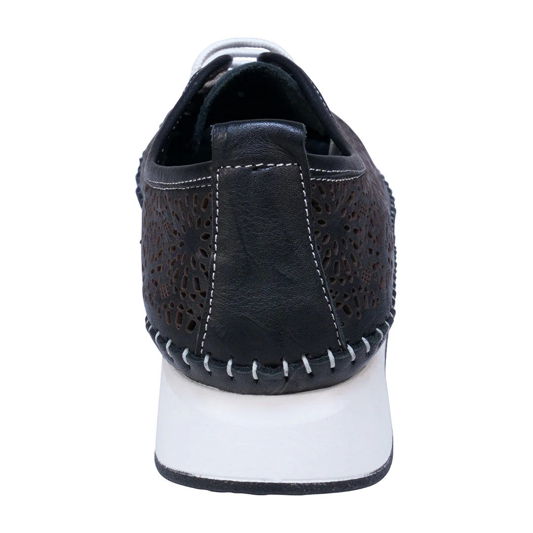 Sarto Black Perforated Leather Lace Up Sneakers - Image 3