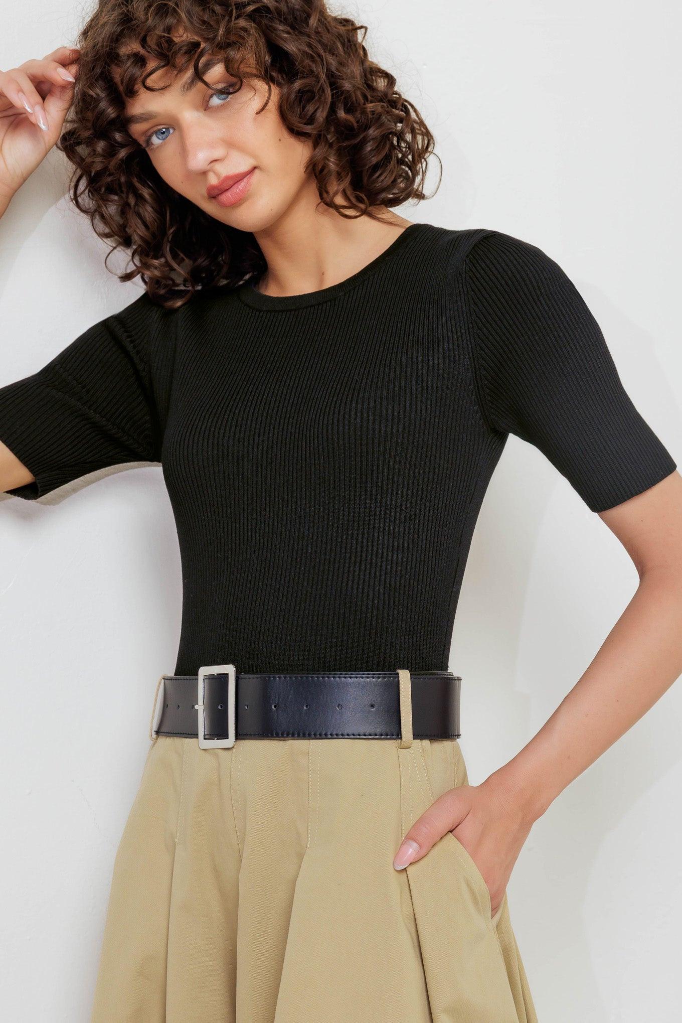 Sculpted Grace Sweater Woven Top and Skirt Dress - Image 2