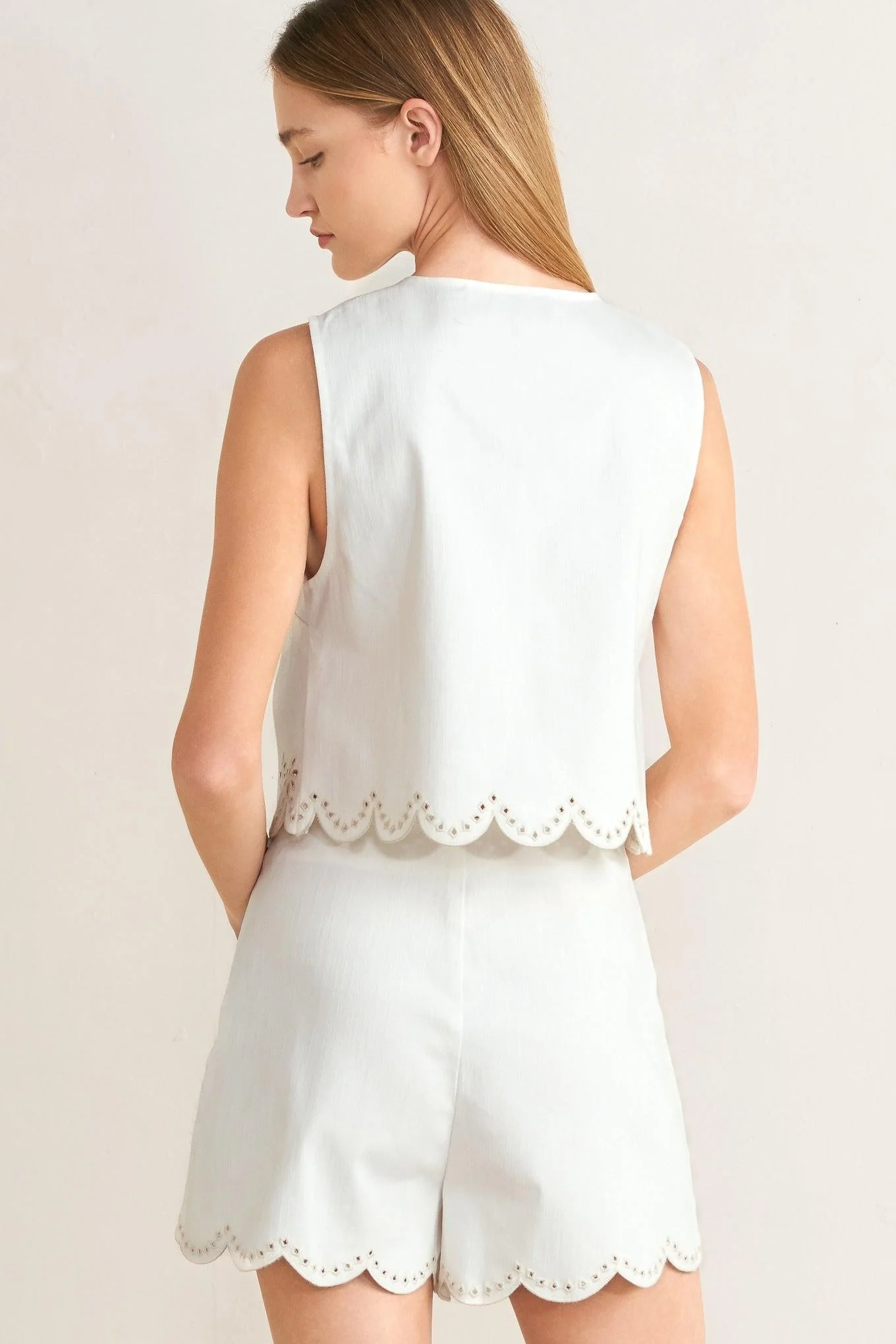 Seafoam Scallop Woven Vest - Image 2