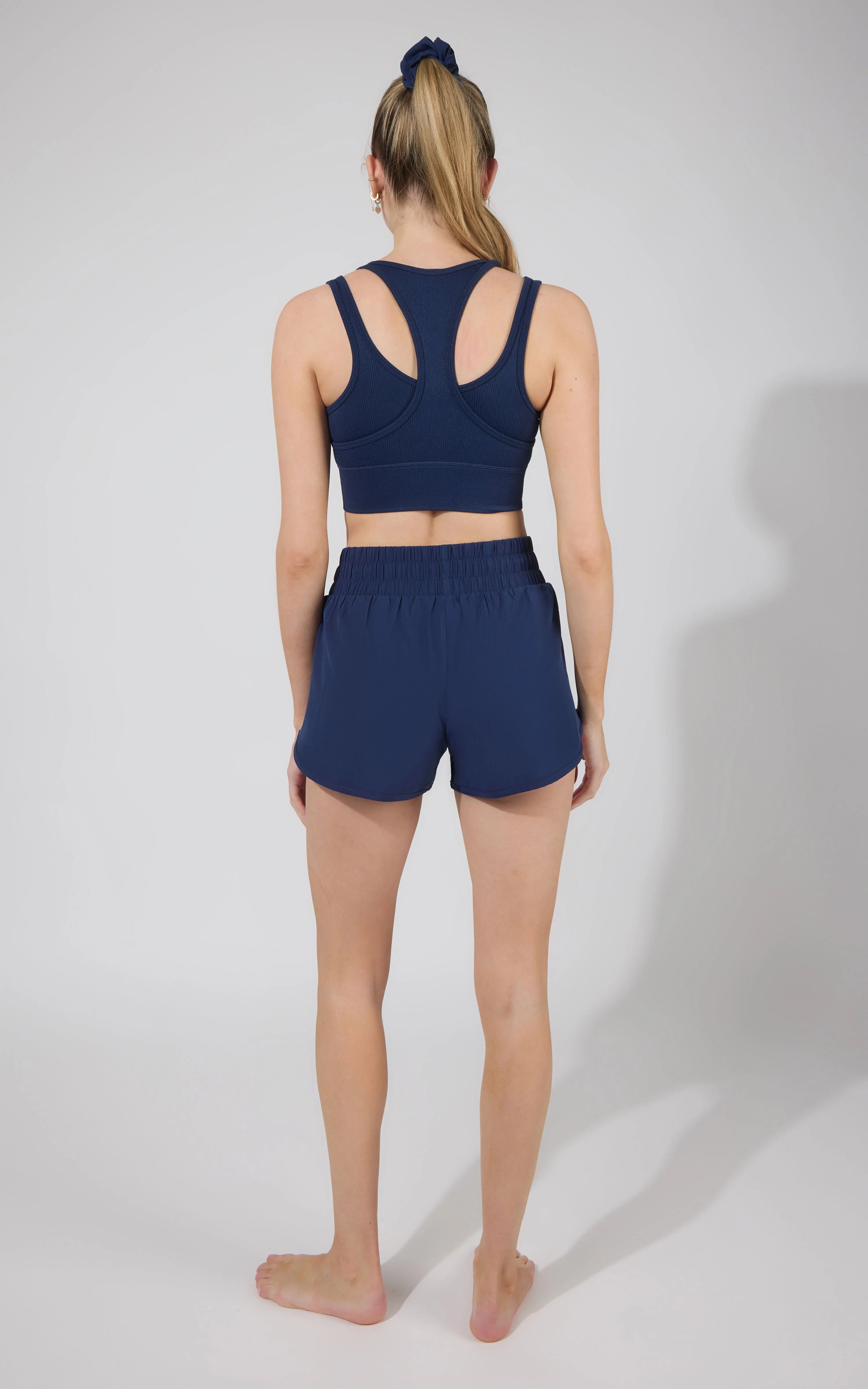 Seamless  Double Layer Bra & Running Short w Scrunchie - Image 8
