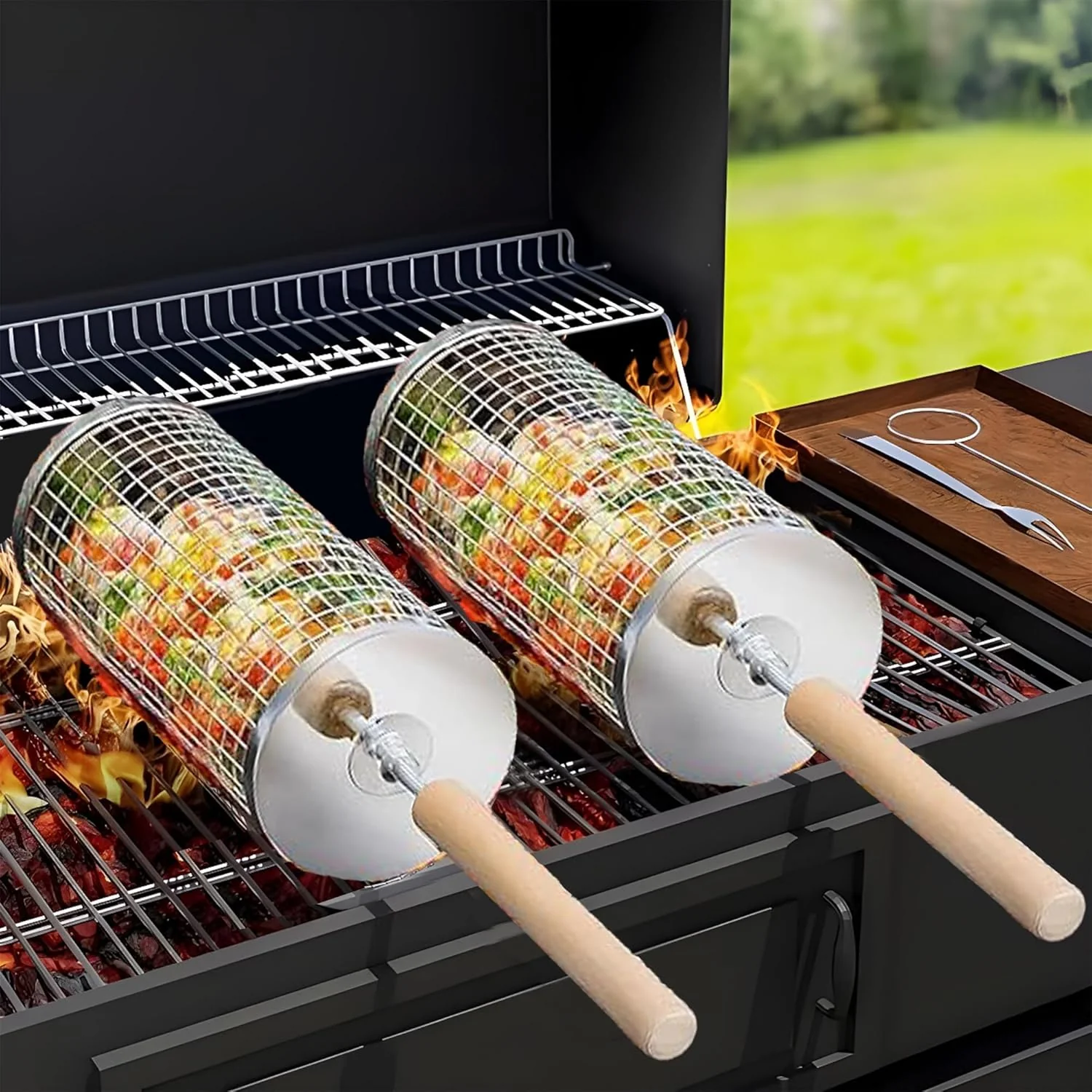 Seamless Outdoors Rolling Grill Basket - Image 2
