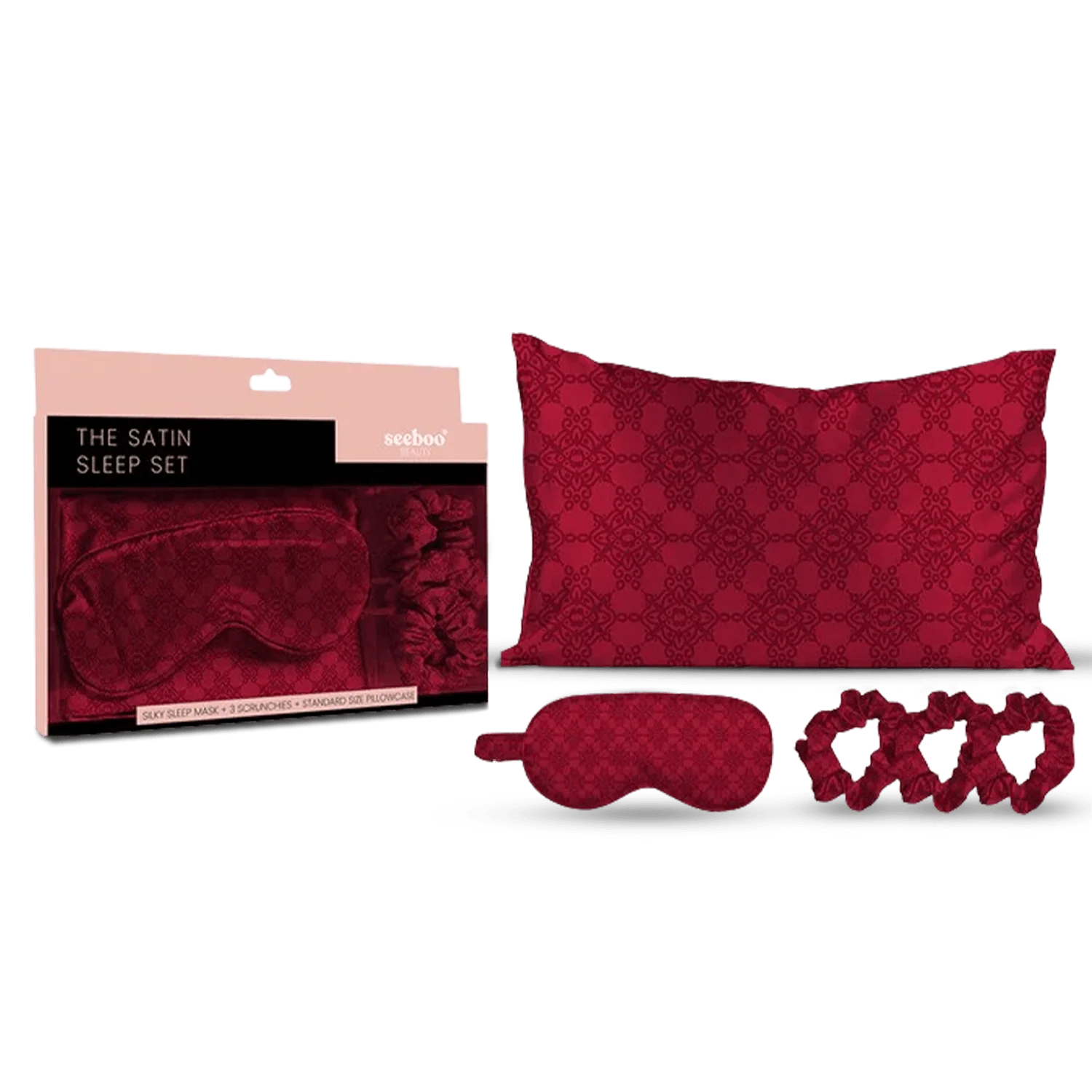 Seeboo 5-Piece: Silky Satin Cozy Comfortable Blush Sleep Set for Peaceful Sleep and Healthy Skin - Image 12