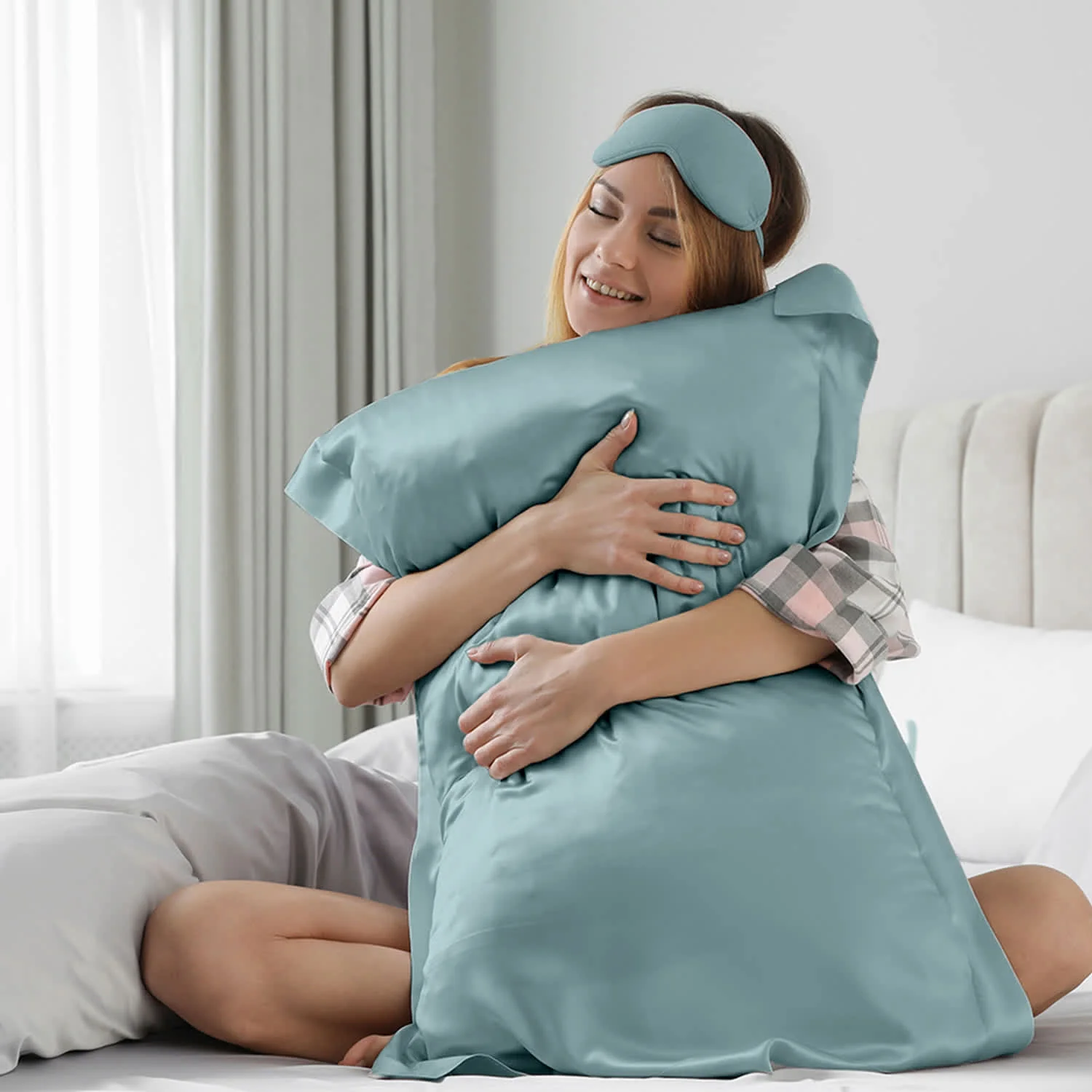 Seeboo 5-Piece: Silky Satin Cozy Comfortable Blush Sleep Set for Peaceful Sleep and Healthy Skin - Image 29