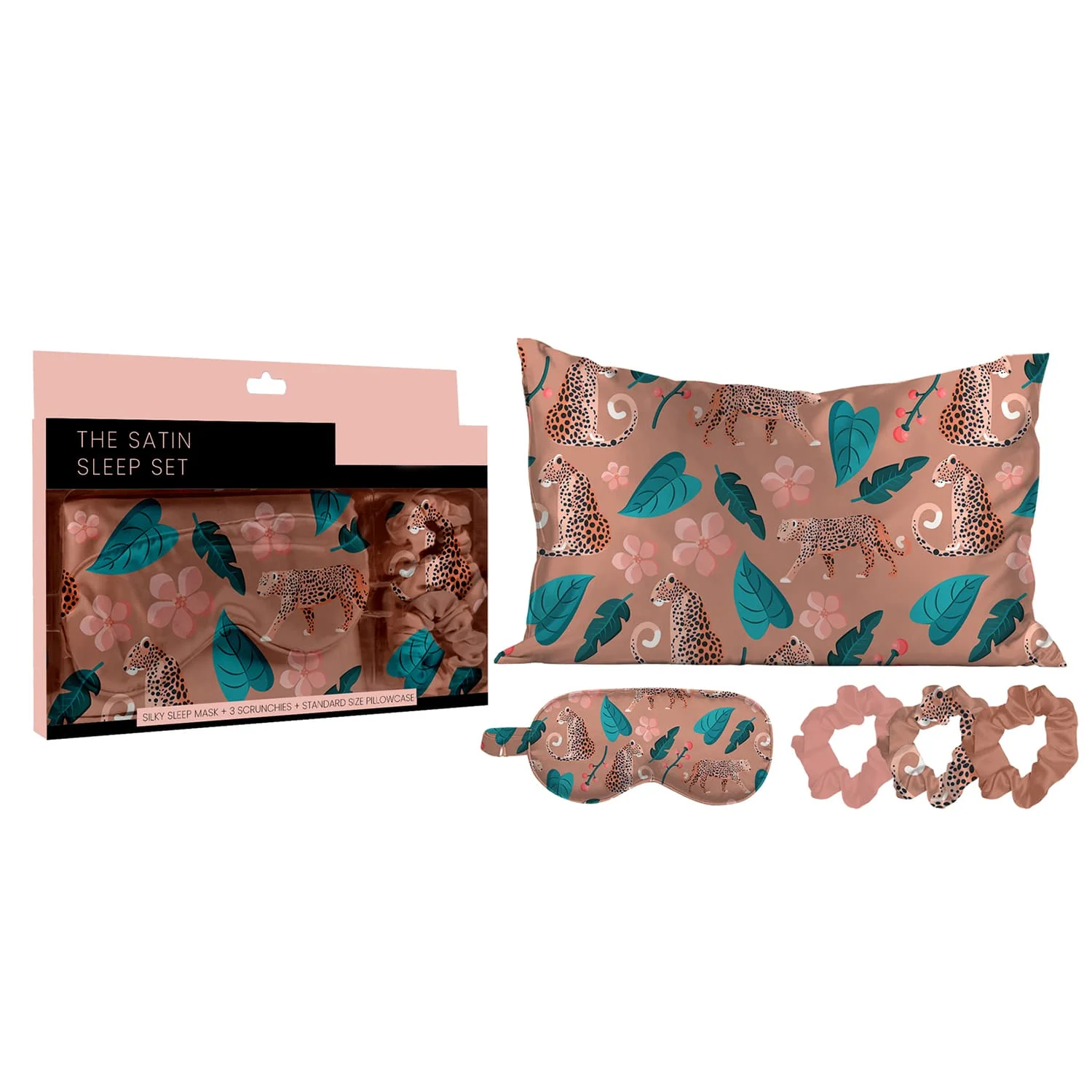 Seeboo 5-Piece: Silky Satin Cozy Comfortable Blush Sleep Set for Peaceful Sleep and Healthy Skin - Image 36