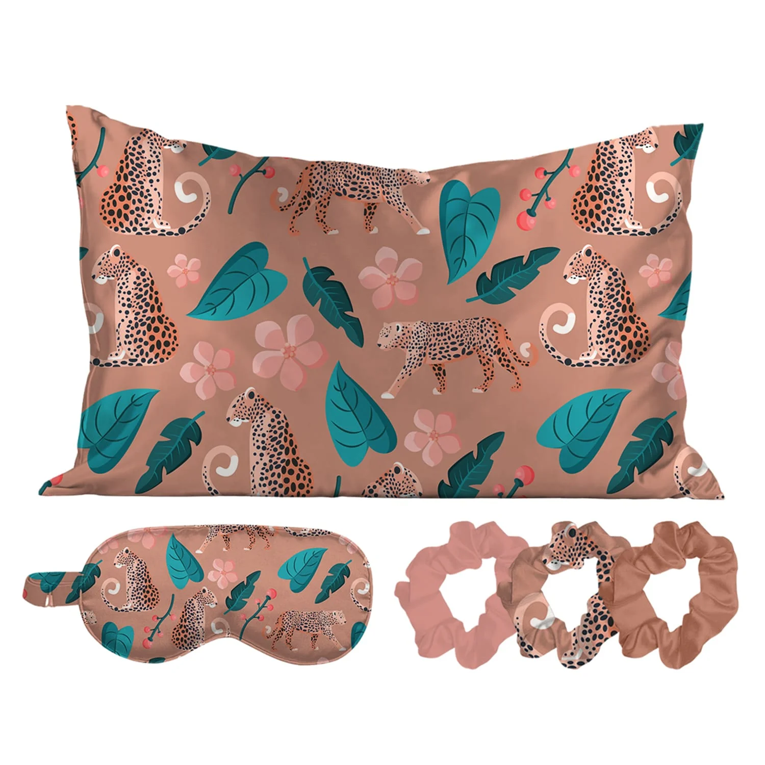 Seeboo 5-Piece: Silky Satin Cozy Comfortable Blush Sleep Set for Peaceful Sleep and Healthy Skin - Image 37