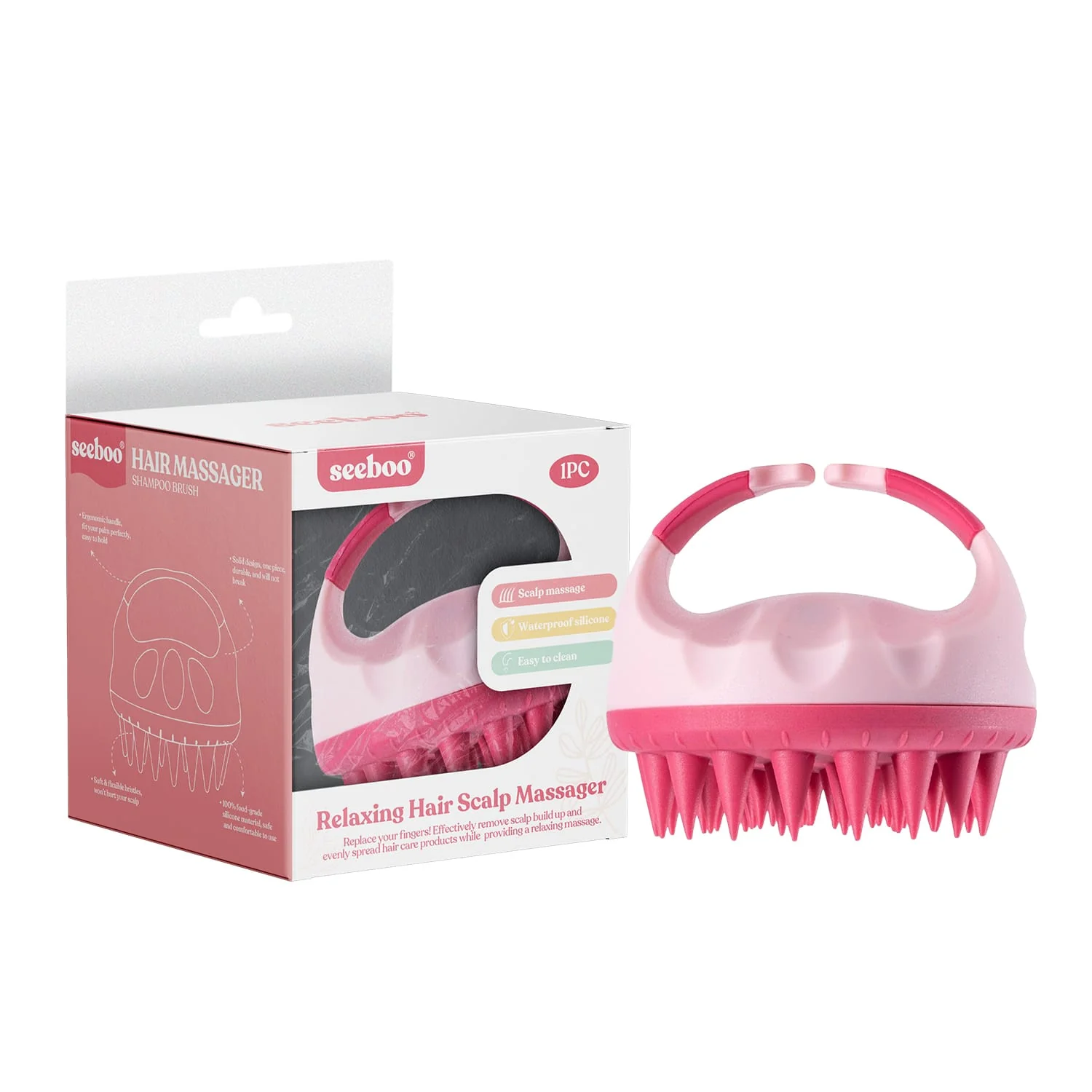 Seeboo Wet And Dry Relaxing Hair Scalp Silicone Massager Brush For Hair Growth