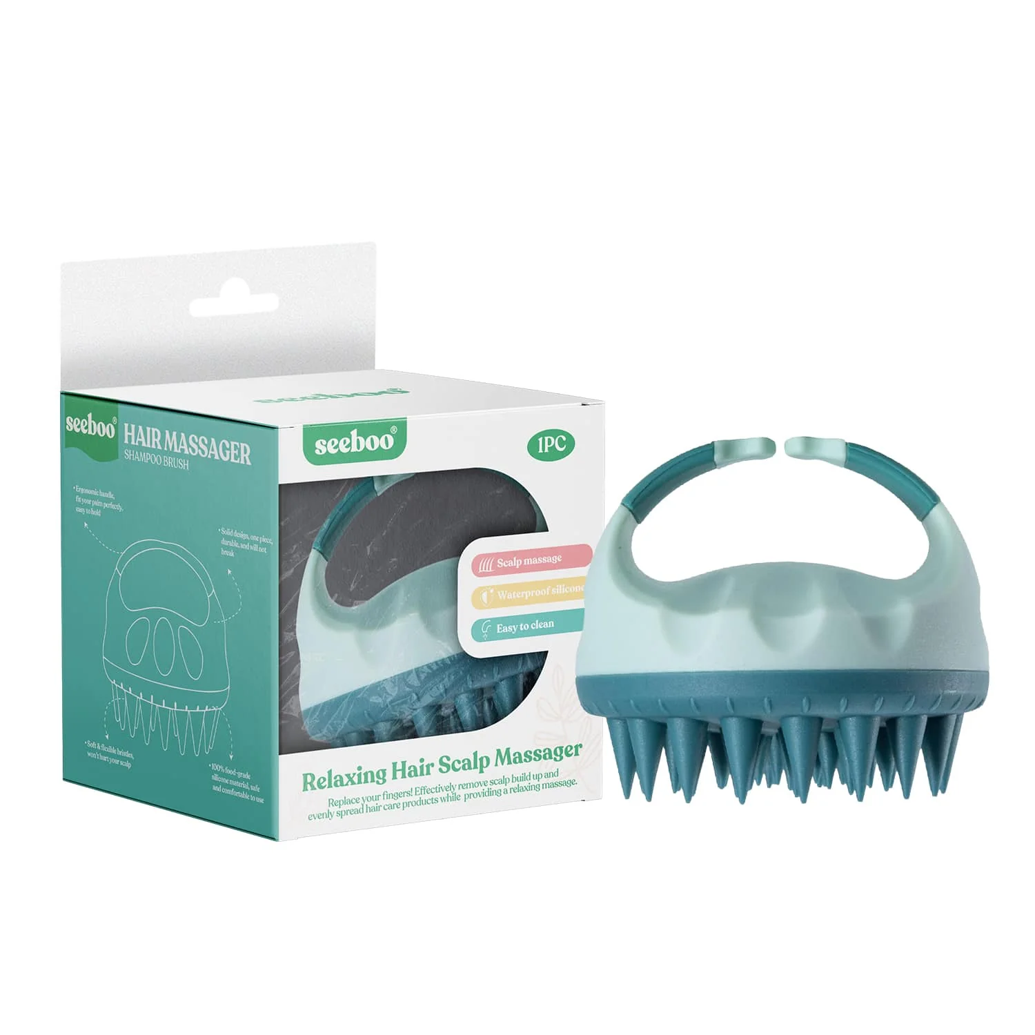 Seeboo Wet And Dry Relaxing Hair Scalp Silicone Massager Brush For Hair Growth - Image 2
