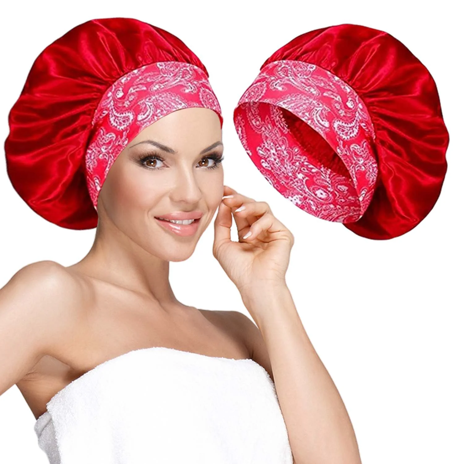 Seeboo Women's Silky Satin Head Scarf Hair Wrap Cap Hat Headband Sleeping Bonnet - Image 11