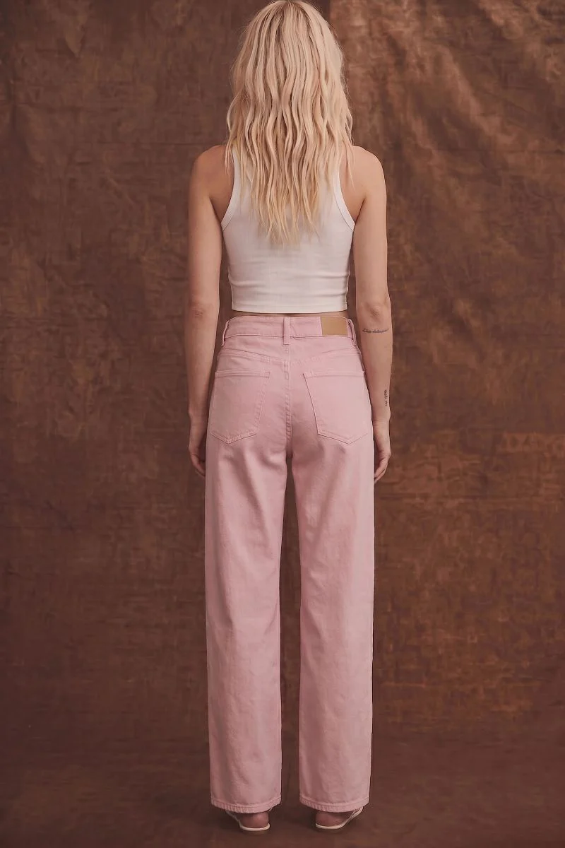 Serafina High Rise Pink Barrel Leg Jeans - Image 7