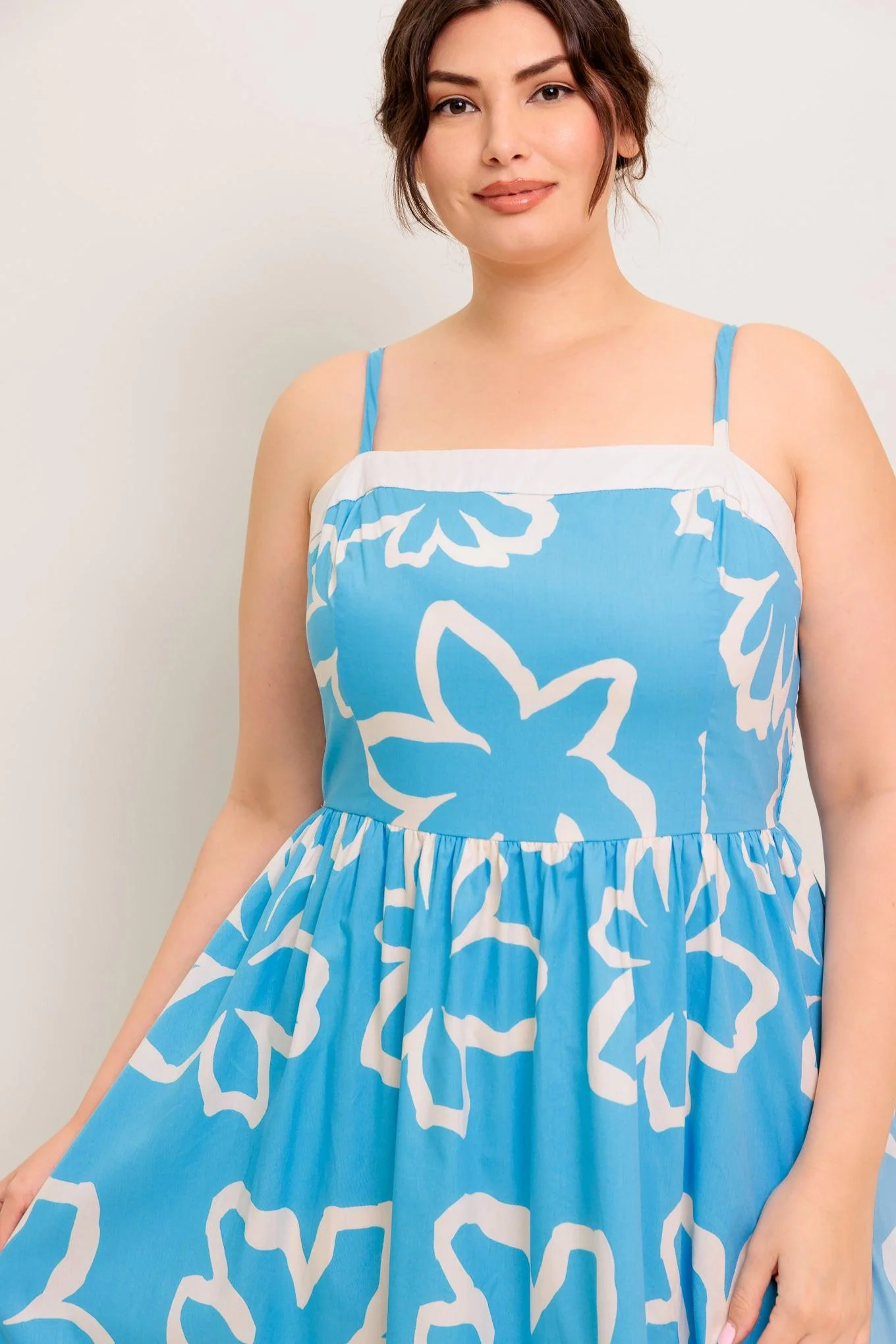 Serene Petals Blue Woven Midi Dress - Image 13