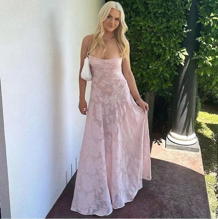 Sexy Flowers Lace Suspender Dress Summer Fashion Slim Back Lace-up Long Dresses Party Evening Club Clothing For Women - Image 5