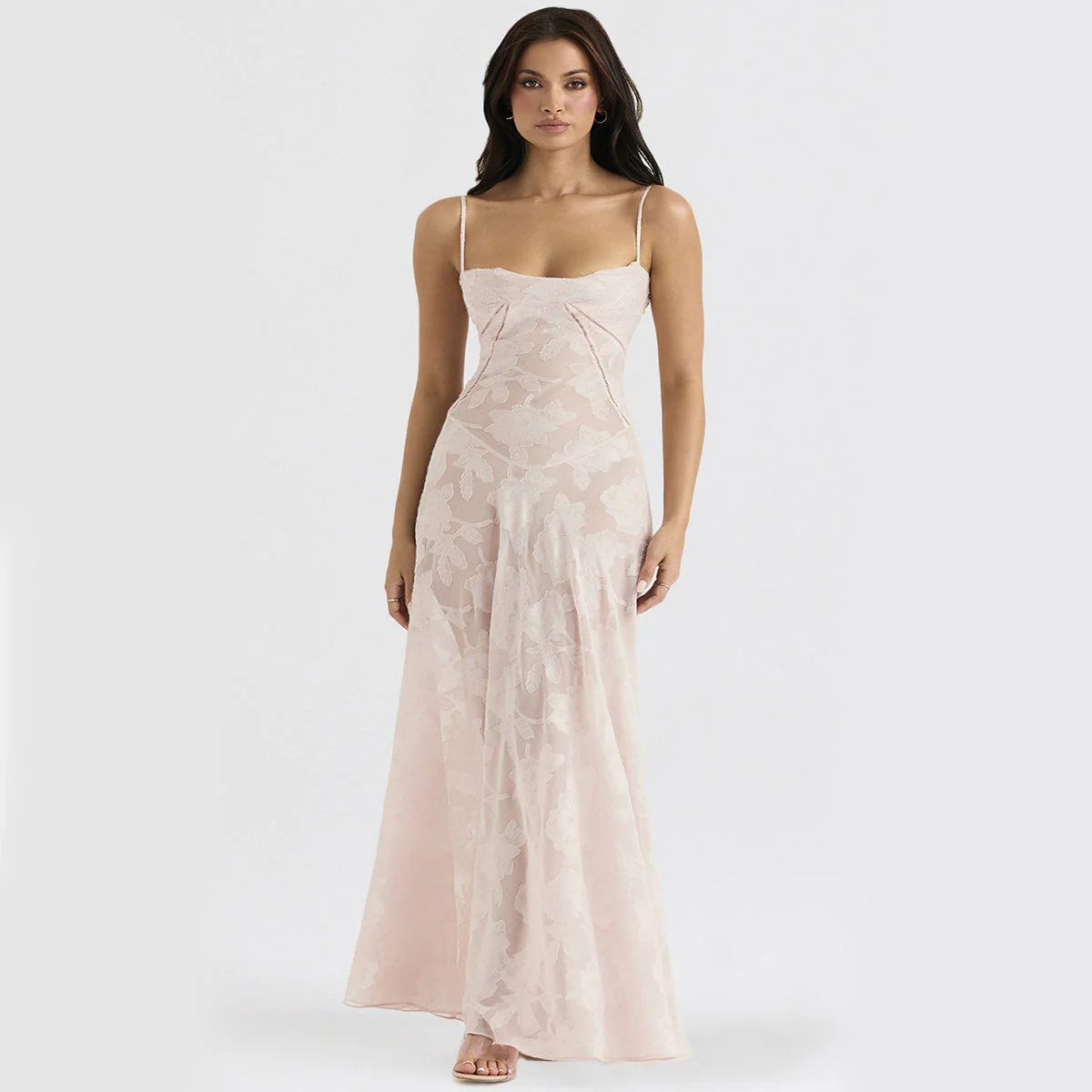 Sexy Flowers Lace Suspender Dress Summer Fashion Slim Back Lace-up Long Dresses Party Evening Club Clothing For Women - Image 7