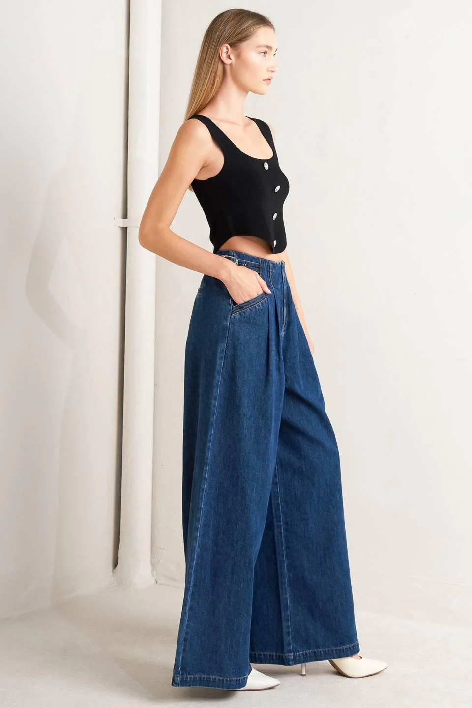 Sharp Femininity Denim Pants - Image 4