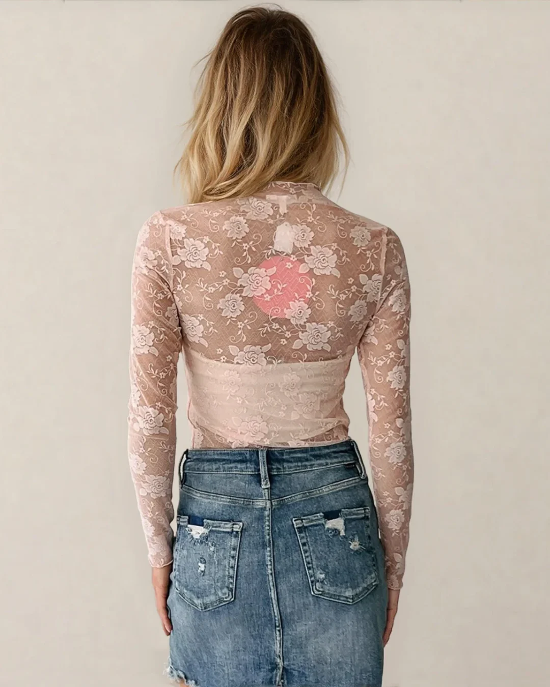 Sheer Floral Lace - Apricot - Image 6