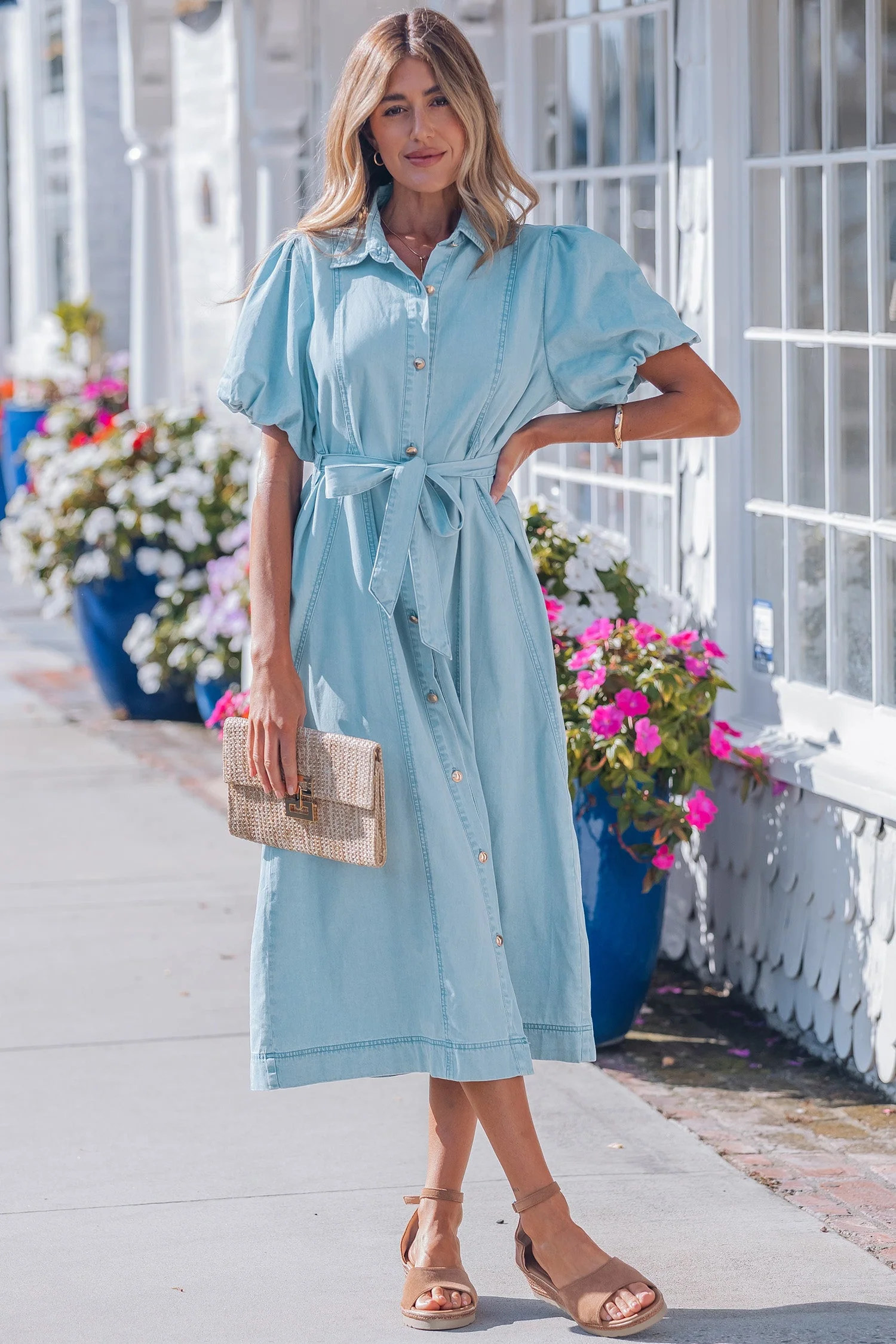 Shiloh Bubble Sleeve Long Dress - Image 5