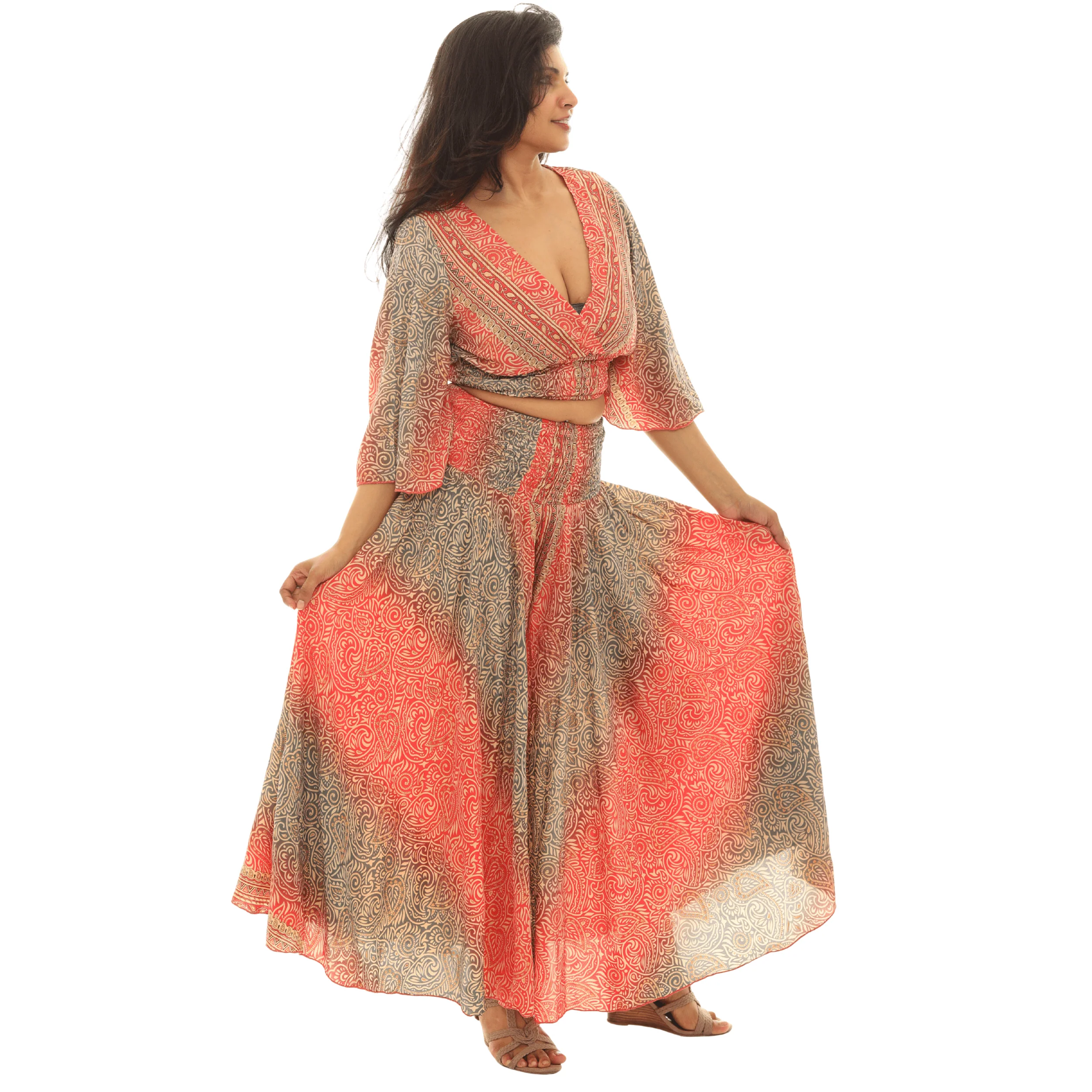 Shoreline Wear Printed Rayon Crop Top and Skirt - Image 10