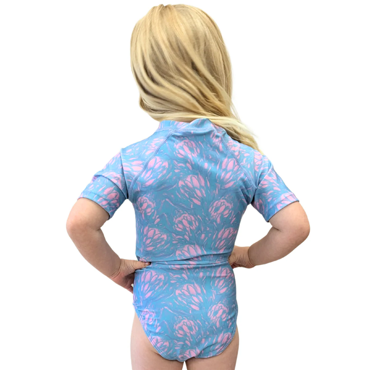 Short Sleeve Rash Guard One Piece Swimsuit (Girls) - Image 15