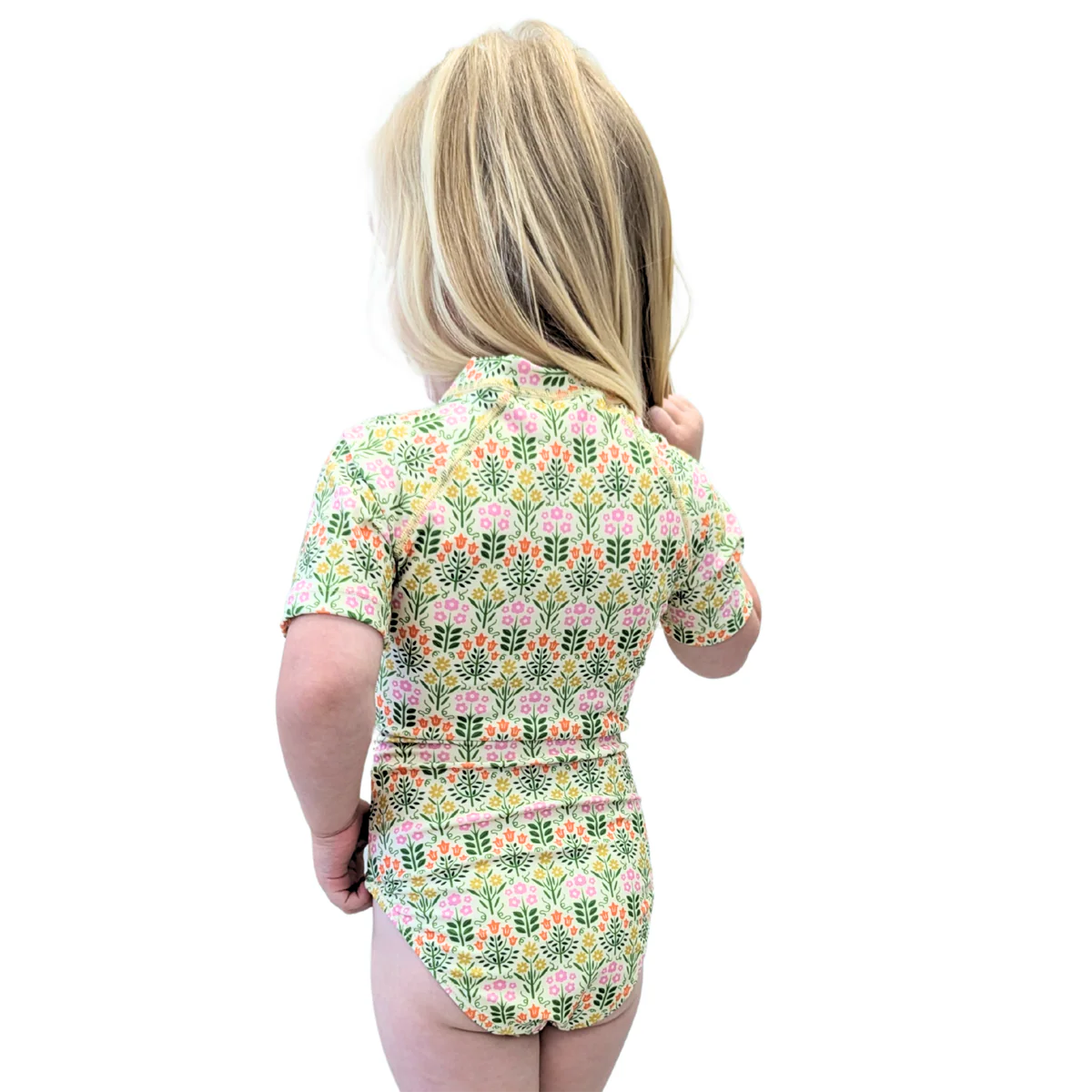 Short Sleeve Rash Guard One Piece Swimsuit (Girls) - Image 25