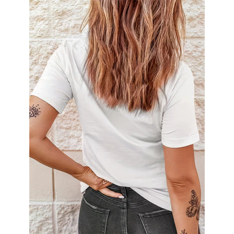 Short Sleeve T-Shirt Dragonfly Pattern Casual Round Neck Tee - Image 4