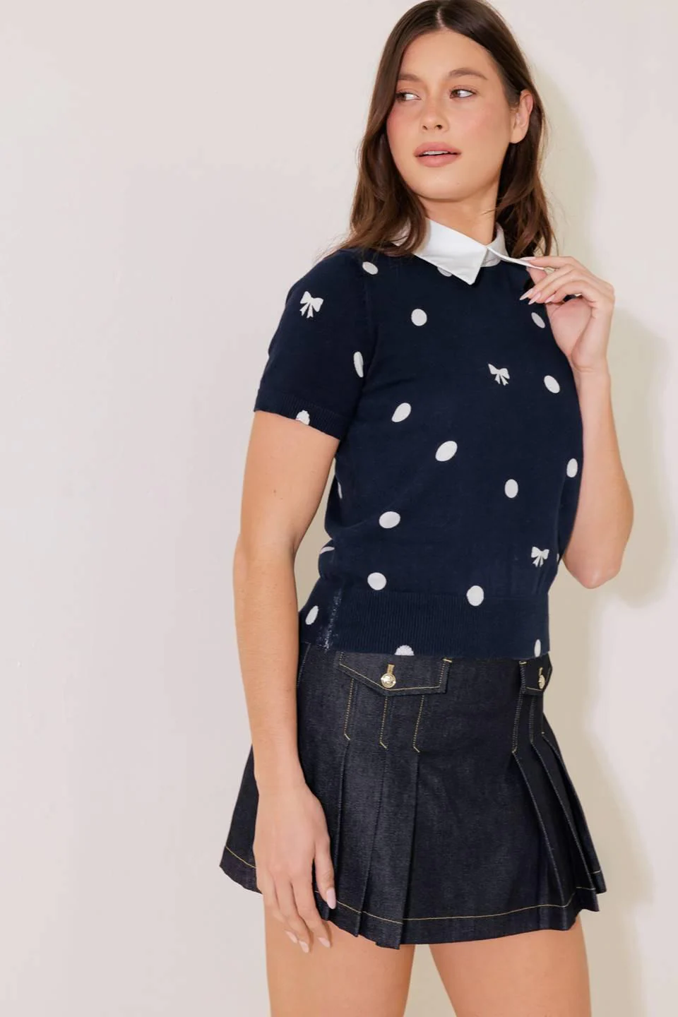 Sidewalk Café Navy Sweater Knit Top - Image 6
