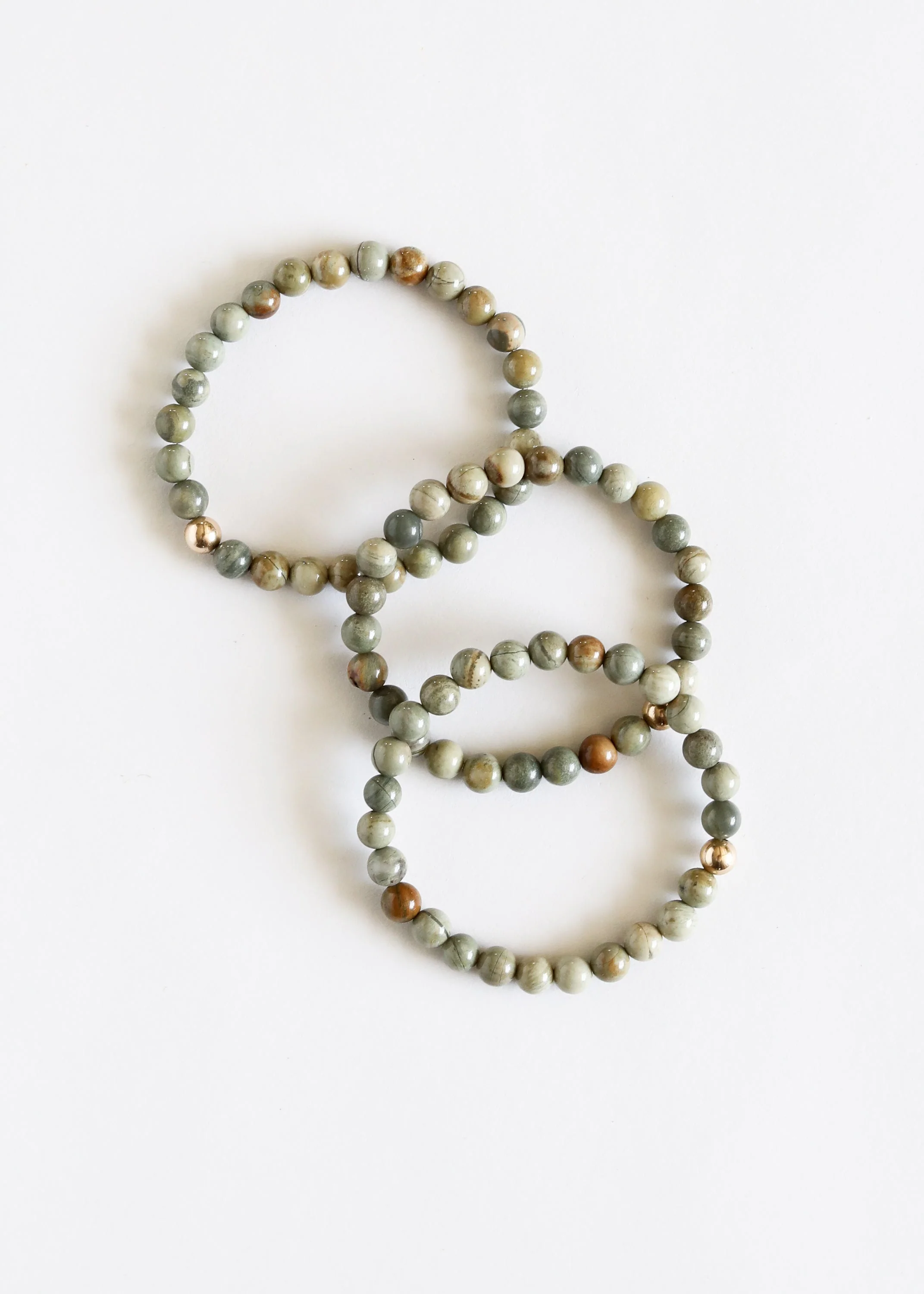 Silver Leaf Jasper + 14k Gold Filled || Adult Bracelet - Image 2