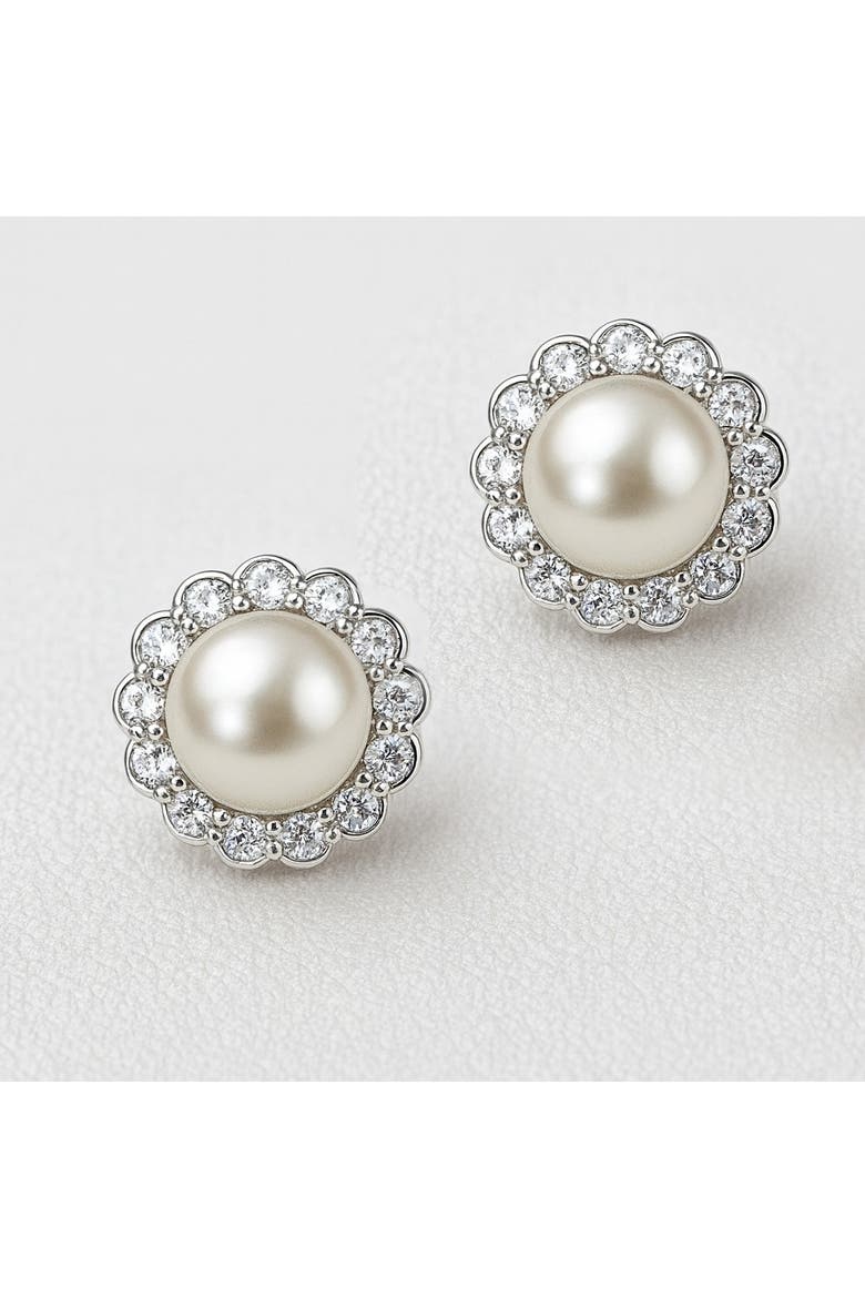 Silver Pearl Halo Earrings - Image 2