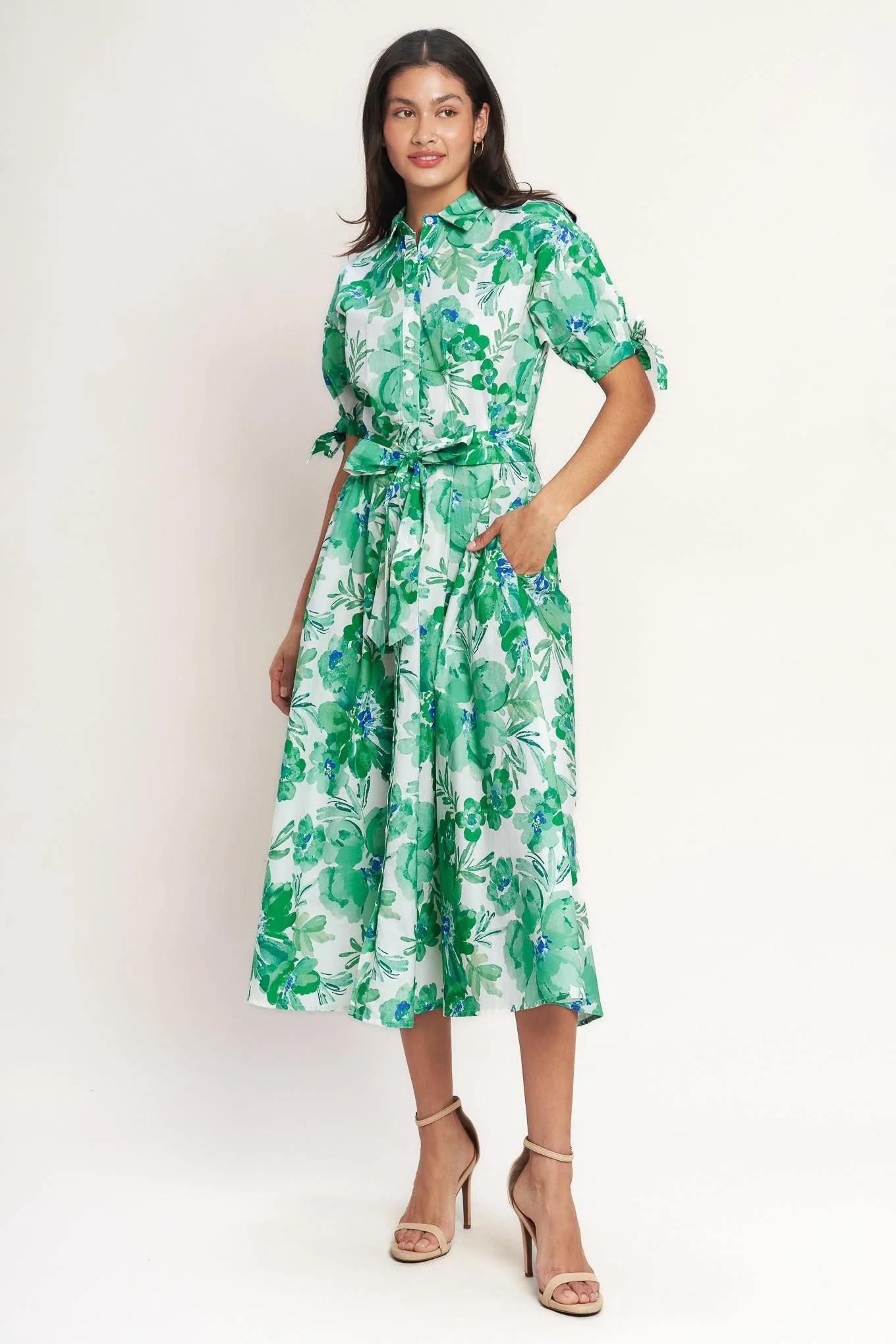 Simply in Bloom Woven Midi Shirt Dress